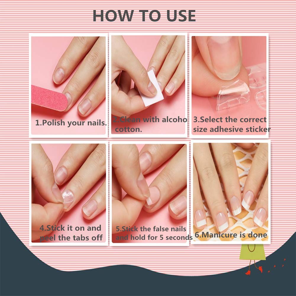 10 Sheets Double-Sided Waterproof Jelly Nail Adhesive Tabs for Press-On Nails