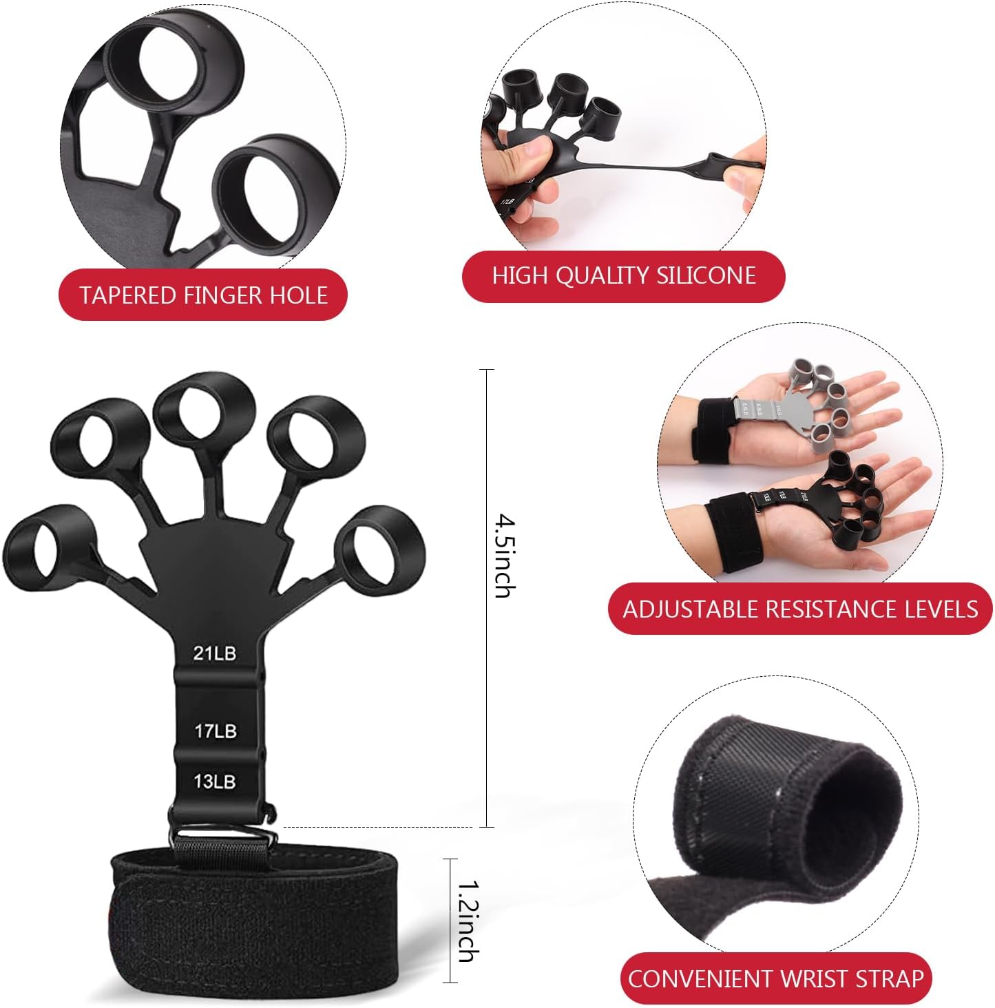 13 PCS Grip Strength Trainer Kit - Hand, Forearm & Finger Exerciser for Muscle Building & Recovery