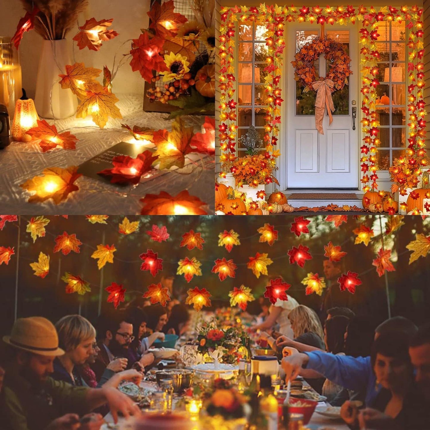 2-Pack Maple Leaf String Lights – 20ft 40LED Battery-Operated Fall Garland for Thanksgiving Decor