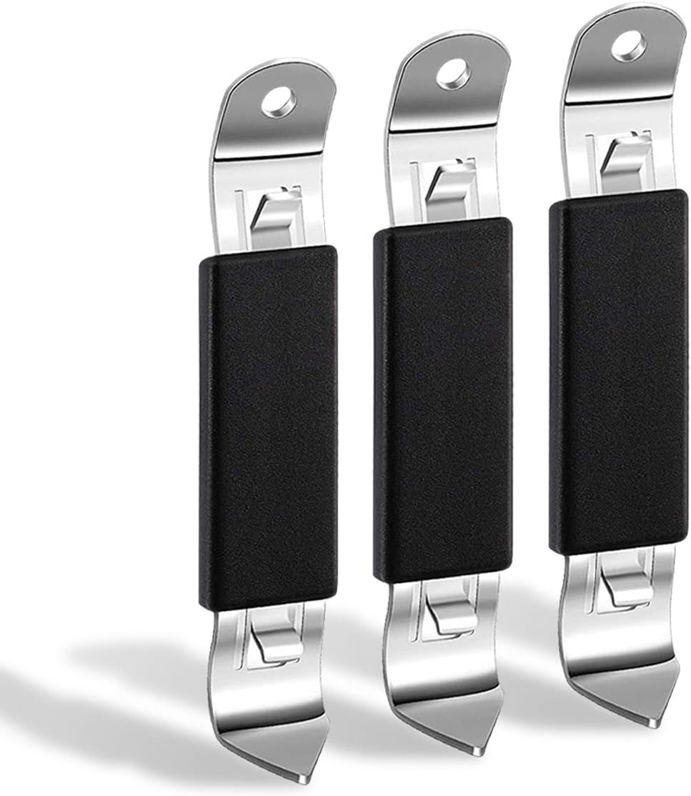 3-Pack Magnetic Stainless Steel Bottle Openers – Flat, Compact Can Tappers for Camping & Travel