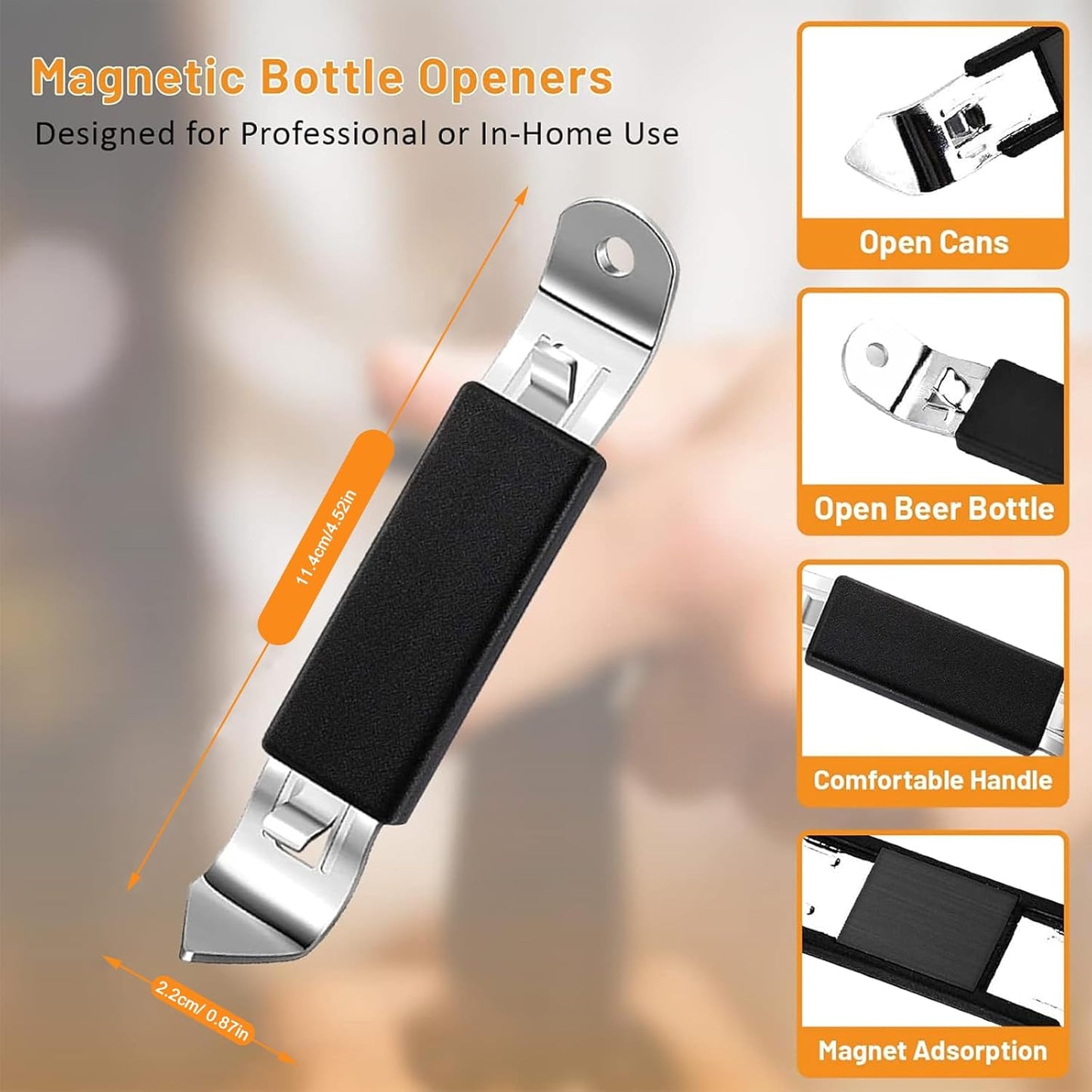 3-Pack Magnetic Stainless Steel Bottle Openers – Flat, Compact Can Tappers for Camping & Travel
