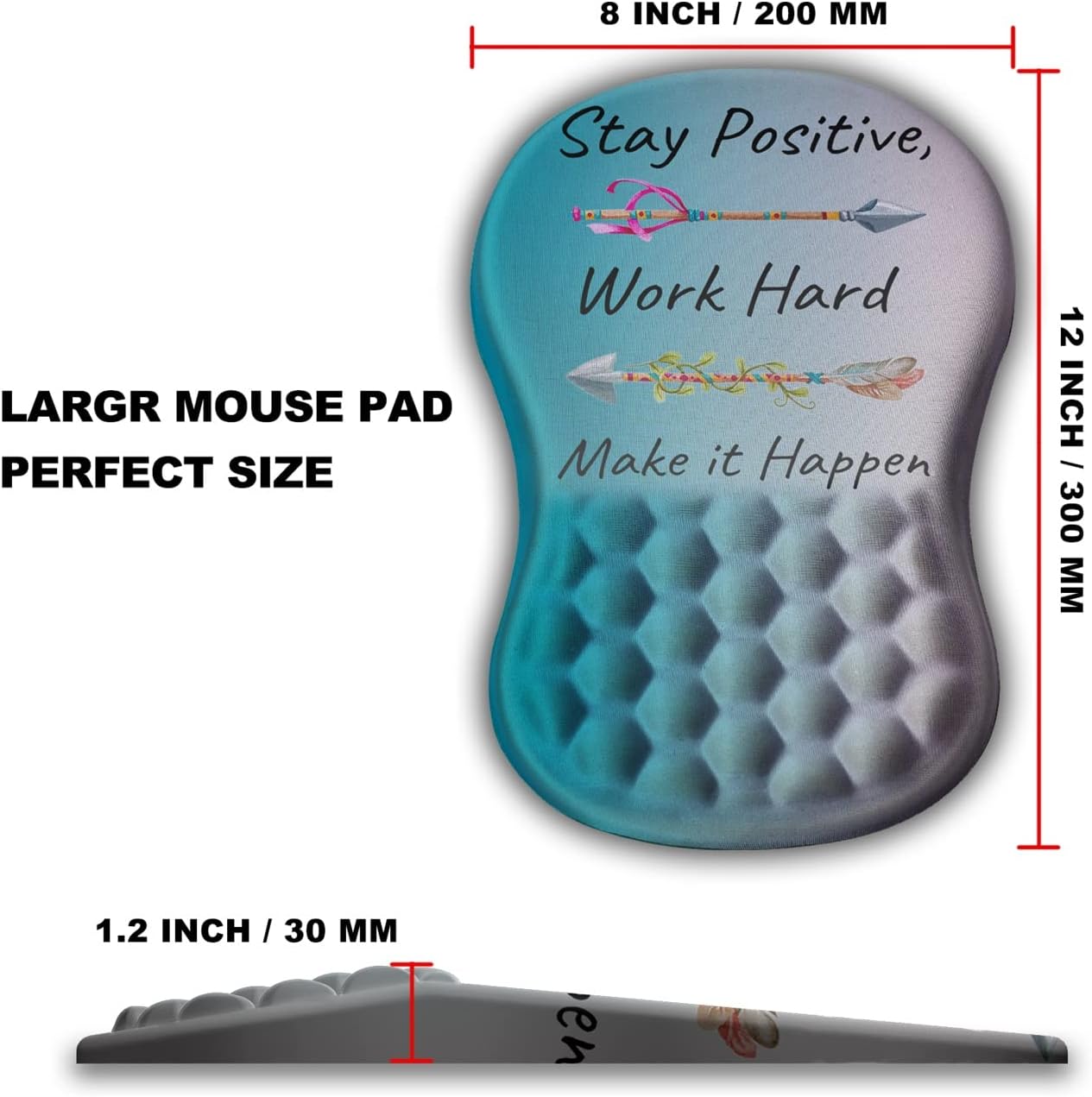 Ergonomic Mouse Pad with Wrist Support – Massage Dots, Non-Slip Base, 12"x8"