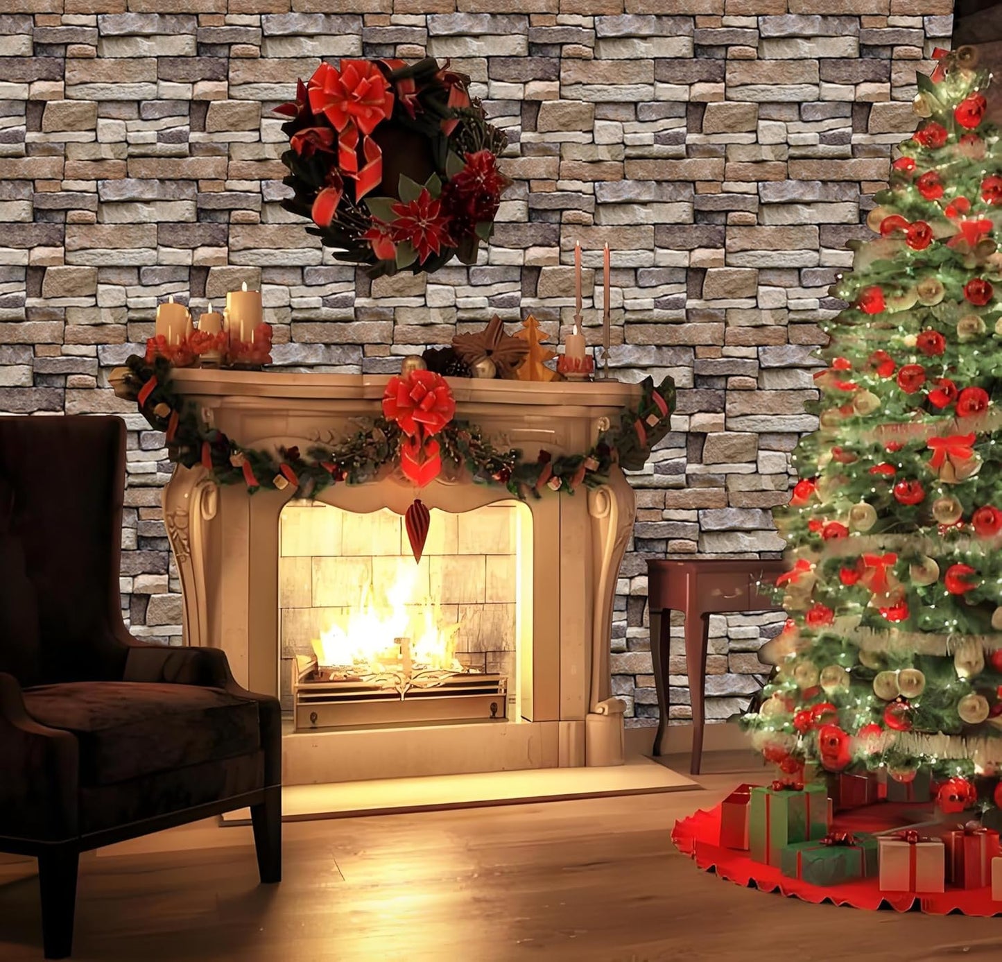 10PCS 3D Peel and Stick Wall Panels – Self-Adhesive PVC Brick Wallpaper, Waterproof for Living Room