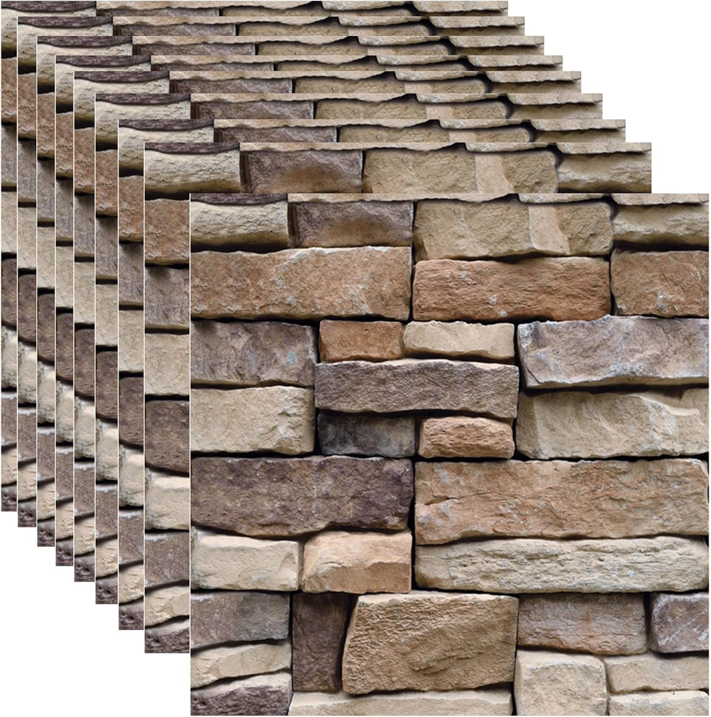 10PCS 3D Peel and Stick Wall Panels – Self-Adhesive PVC Brick Wallpaper, Waterproof for Living Room