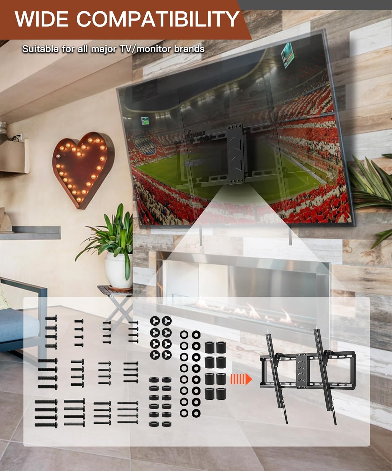 92PCS Universal TV Mounting Hardware Kit – M4-M8 Screws, Spacers & Washers for VESA Mount, Fits Up to 80” TVs