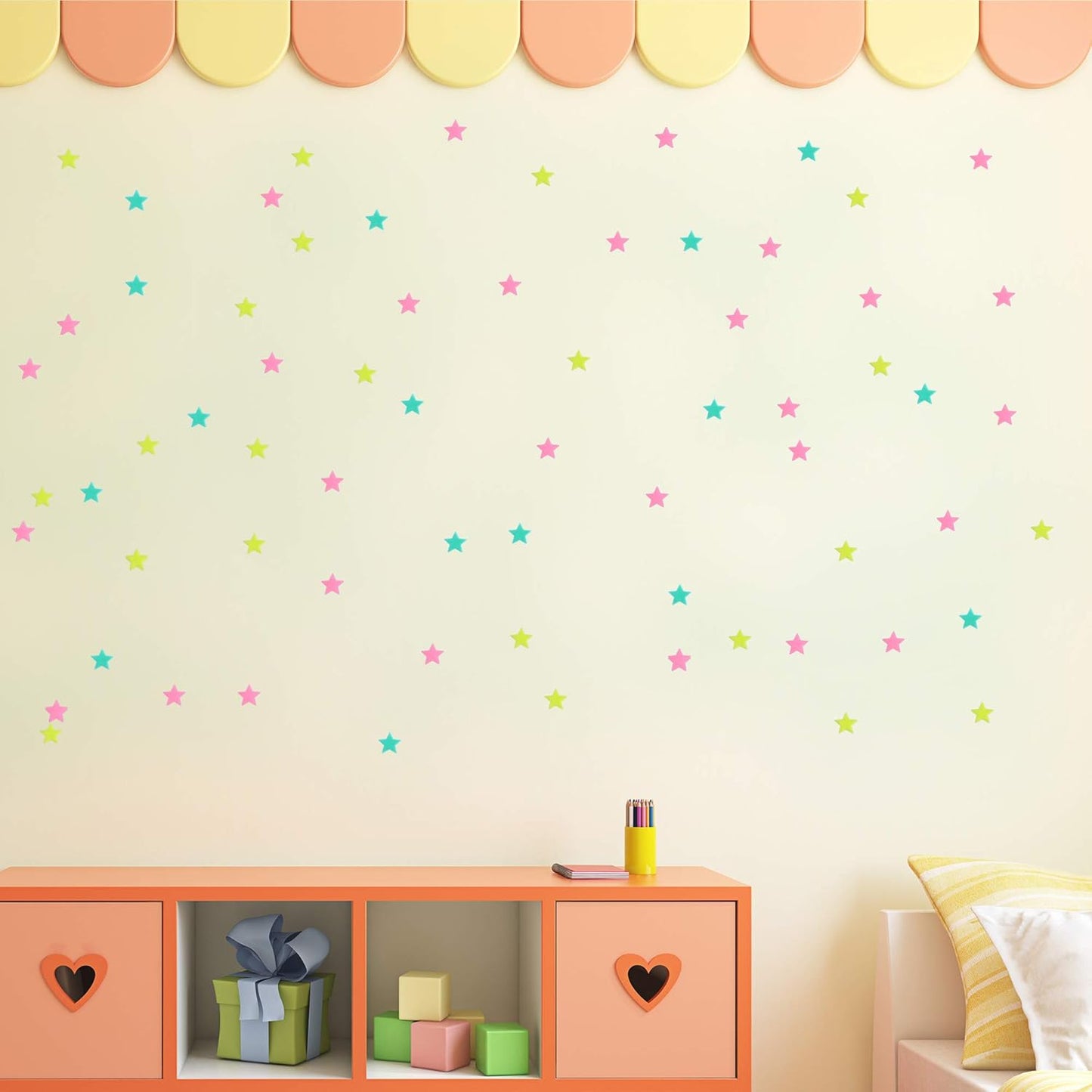 100 Pcs Glow in The Dark Stars – Luminous Wall Stickers for Kids' Bedroom Ceiling Decor