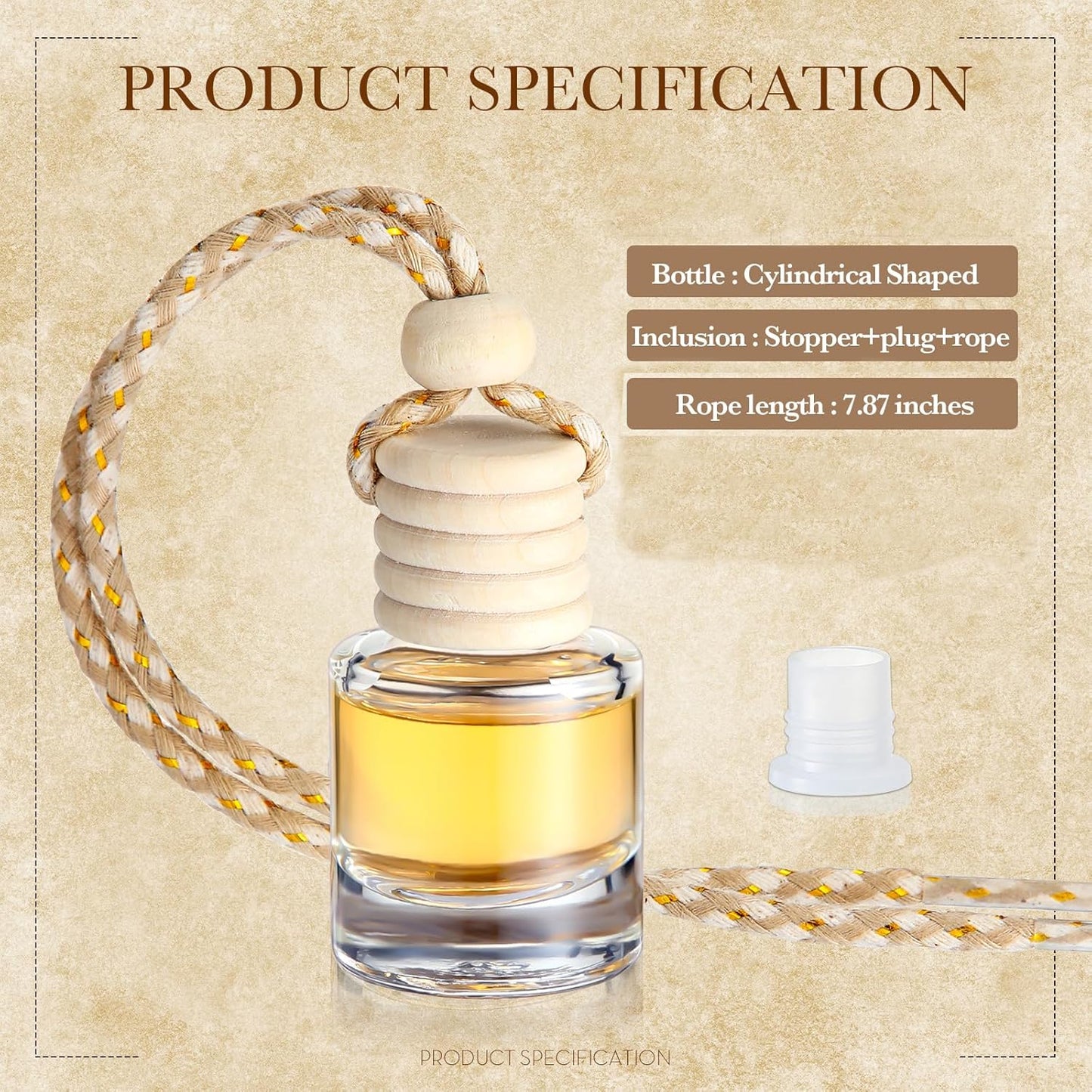 50PCS Hanging Car Air Freshener Bottles – Empty Glass Diffuser Pendants for Essential Oils & Aromatherapy