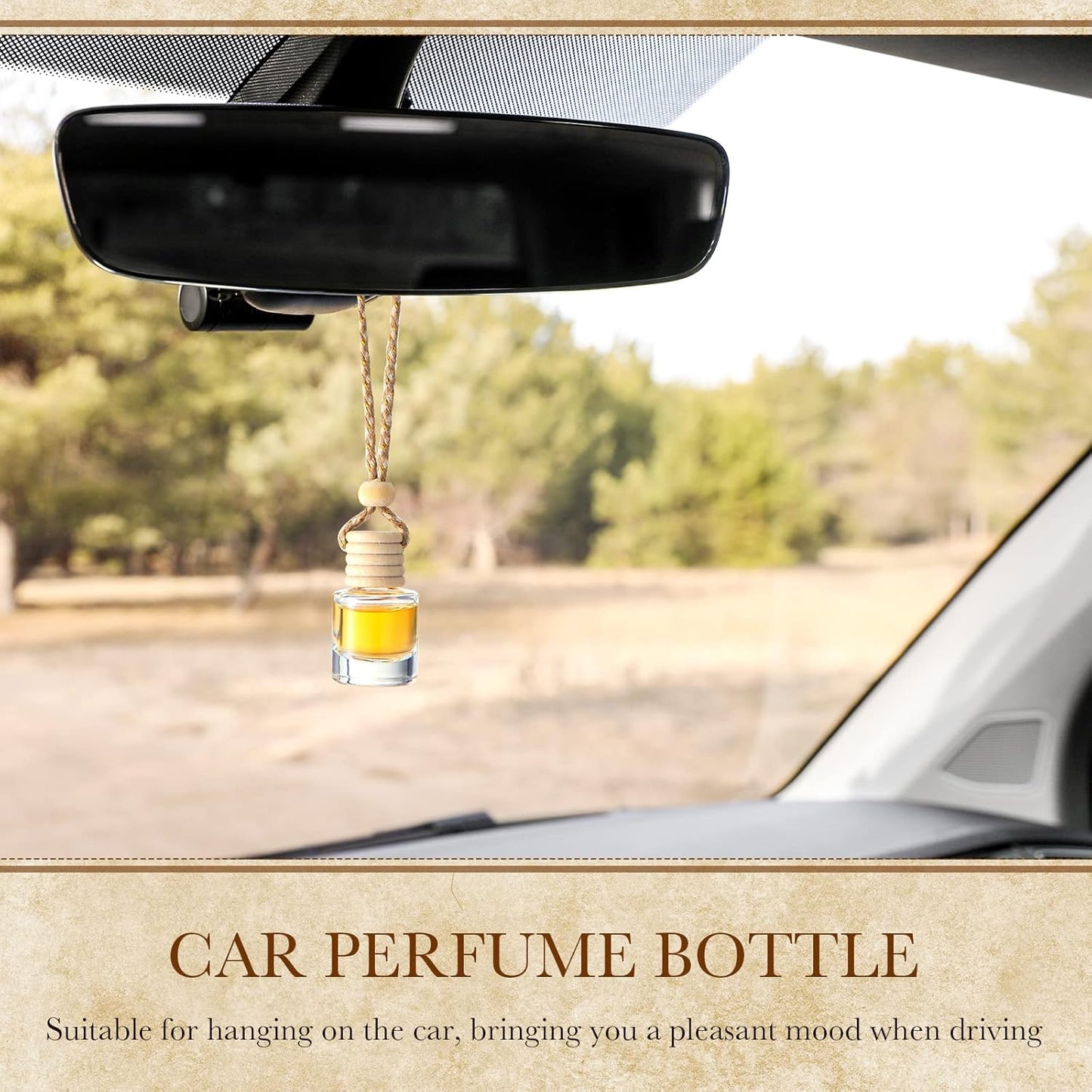50PCS Hanging Car Air Freshener Bottles – Empty Glass Diffuser Pendants for Essential Oils & Aromatherapy