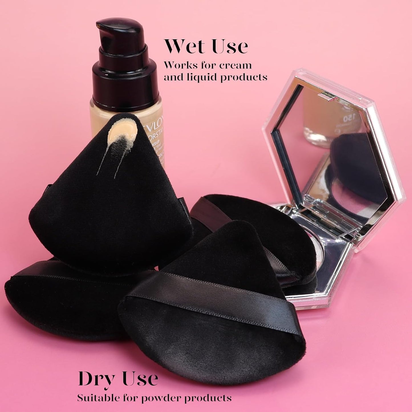 12pcs Triangle Powder Puffs for Face – Makeup Puffs for Loose & Cosmetic Foundation, Contouring, Cloud Kiss Beauty Tools