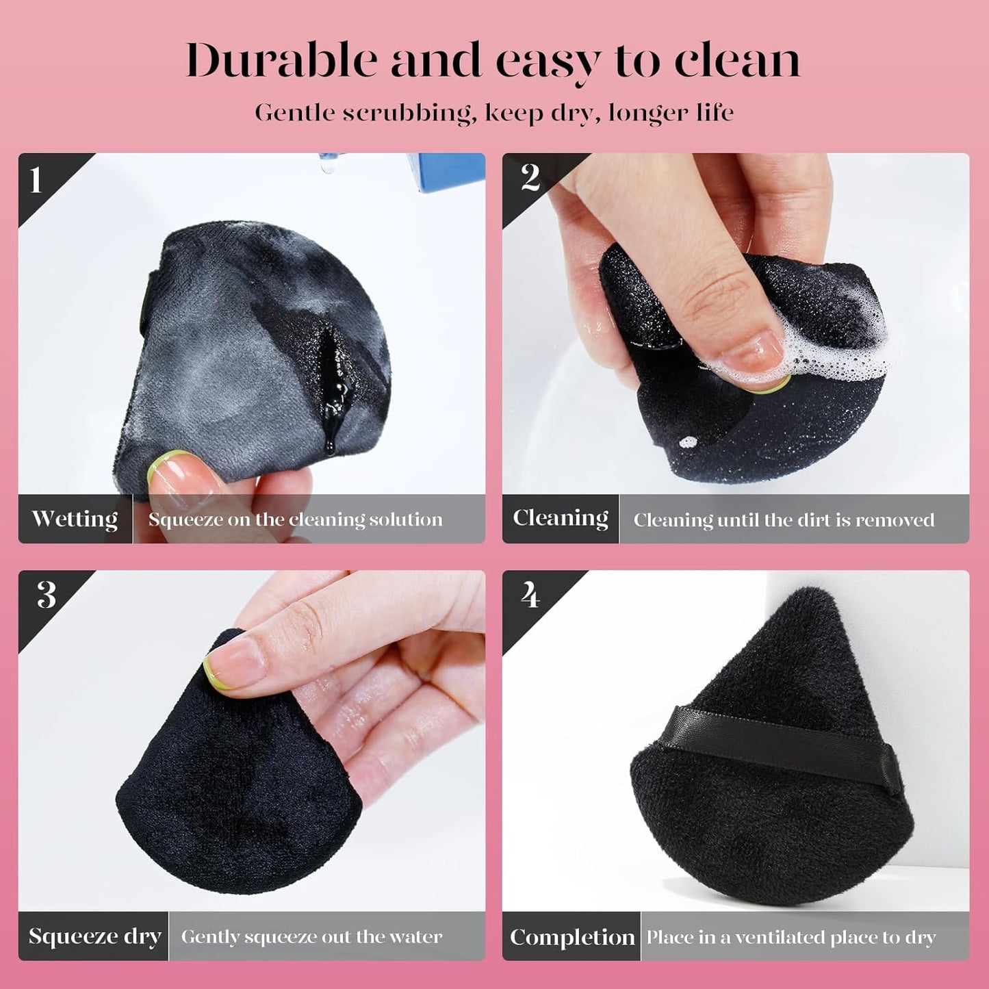 12pcs Triangle Powder Puffs for Face – Makeup Puffs for Loose & Cosmetic Foundation, Contouring, Cloud Kiss Beauty Tools