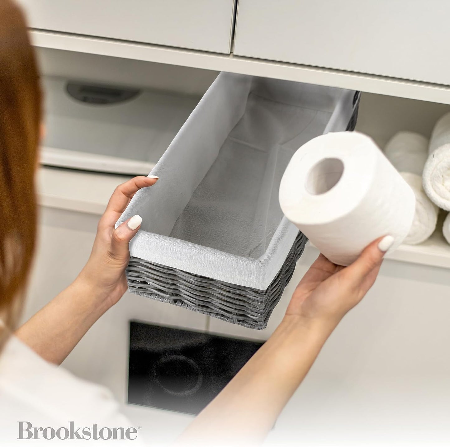 2 PACK Wicker Storage Baskets – Boho Decorative Bins for Shelves, Toilet Paper Storage & Home Organization