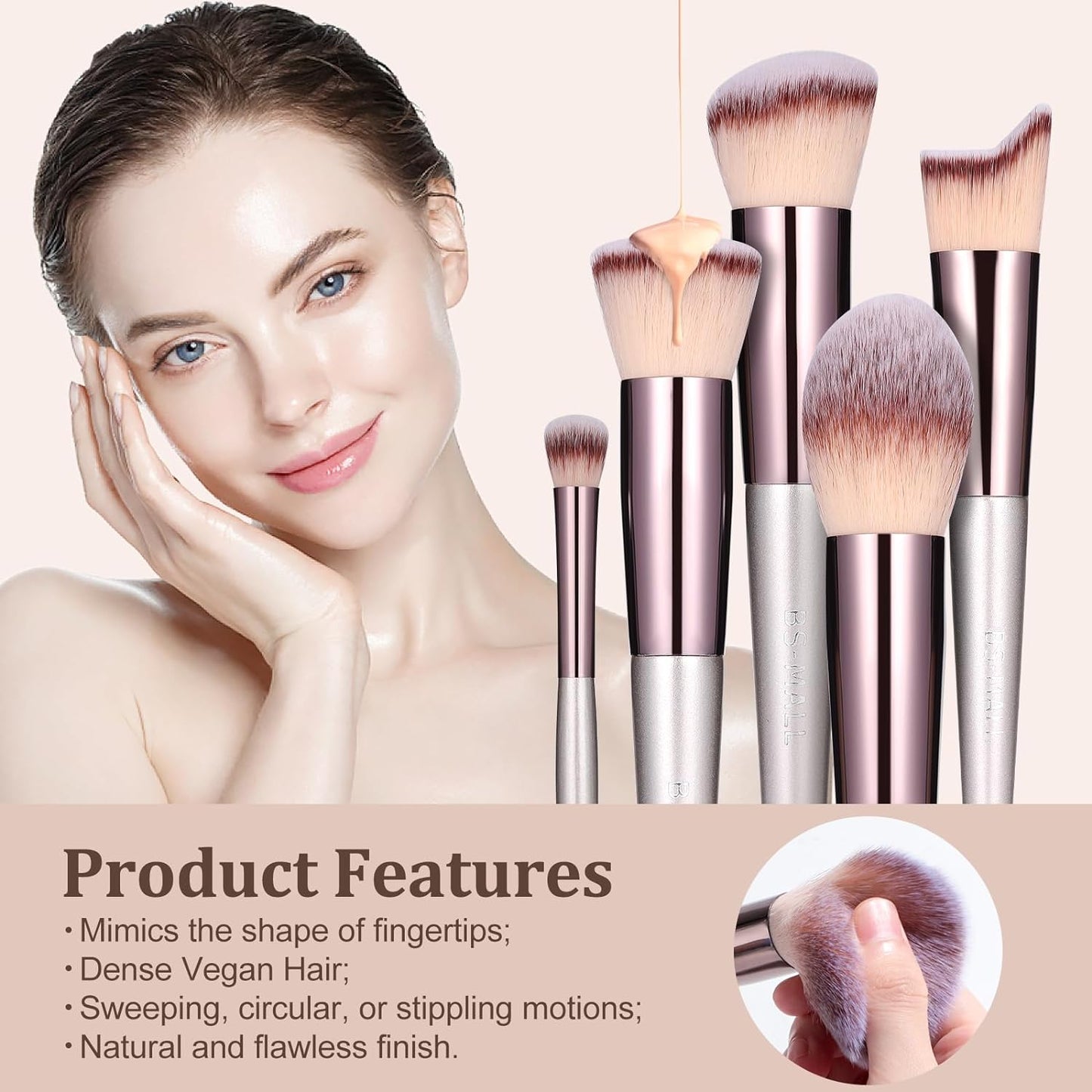 18-Piece Makeup Brush Set, Premium Synthetic Brushes for Foundation, Powder, Concealer & Eyeshadow with Black Case