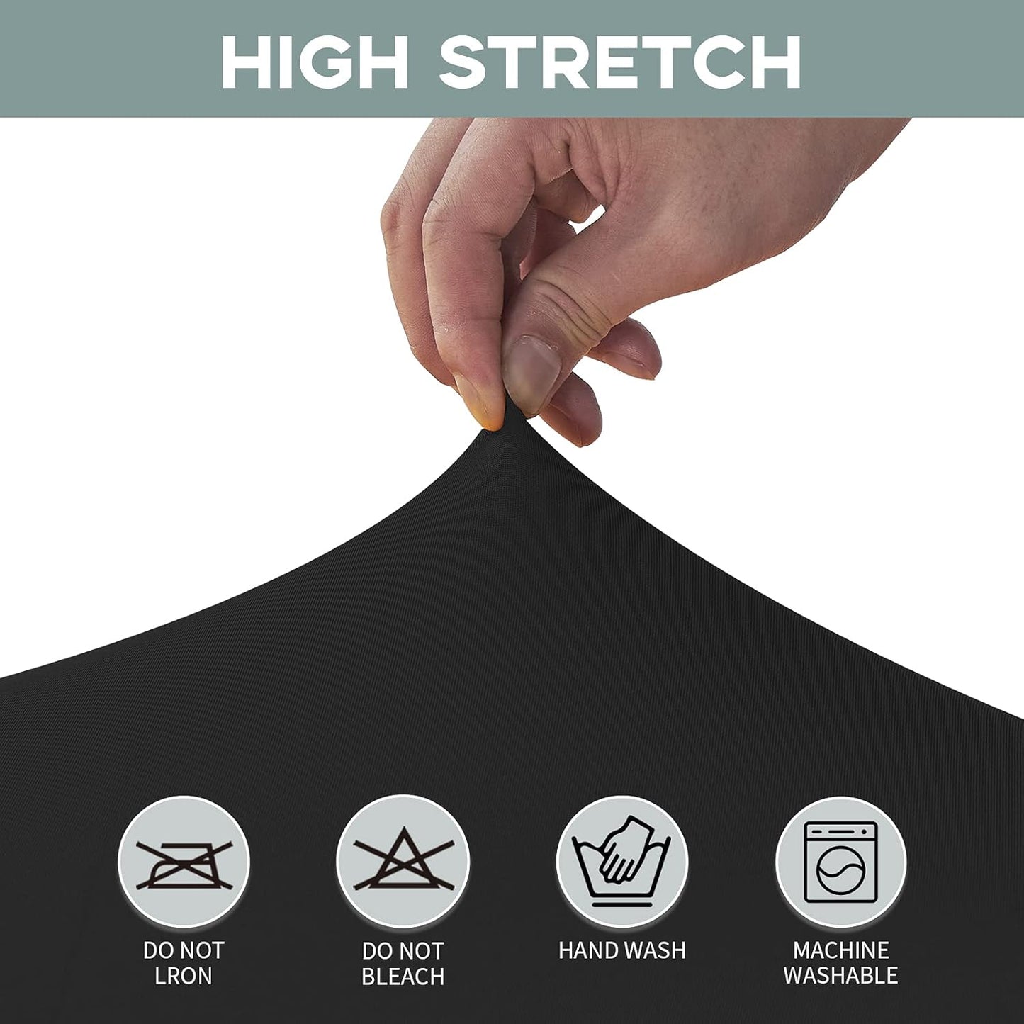 6FT Stretch Spandex Table Cover, Wrinkle Resistant, Rectangular Fitted, Black