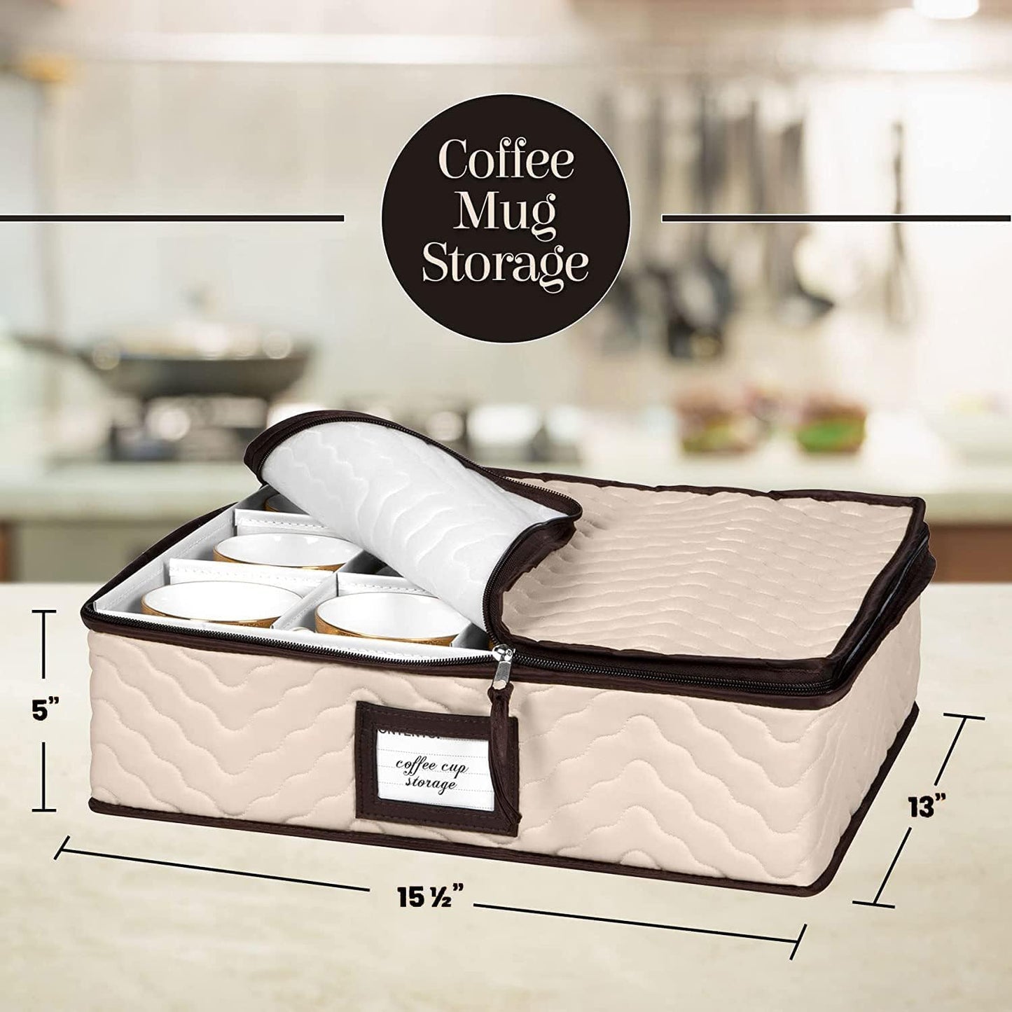 5-Piece Quilted Dish Organizer Set with Dividers for Dinnerware – Holds 12