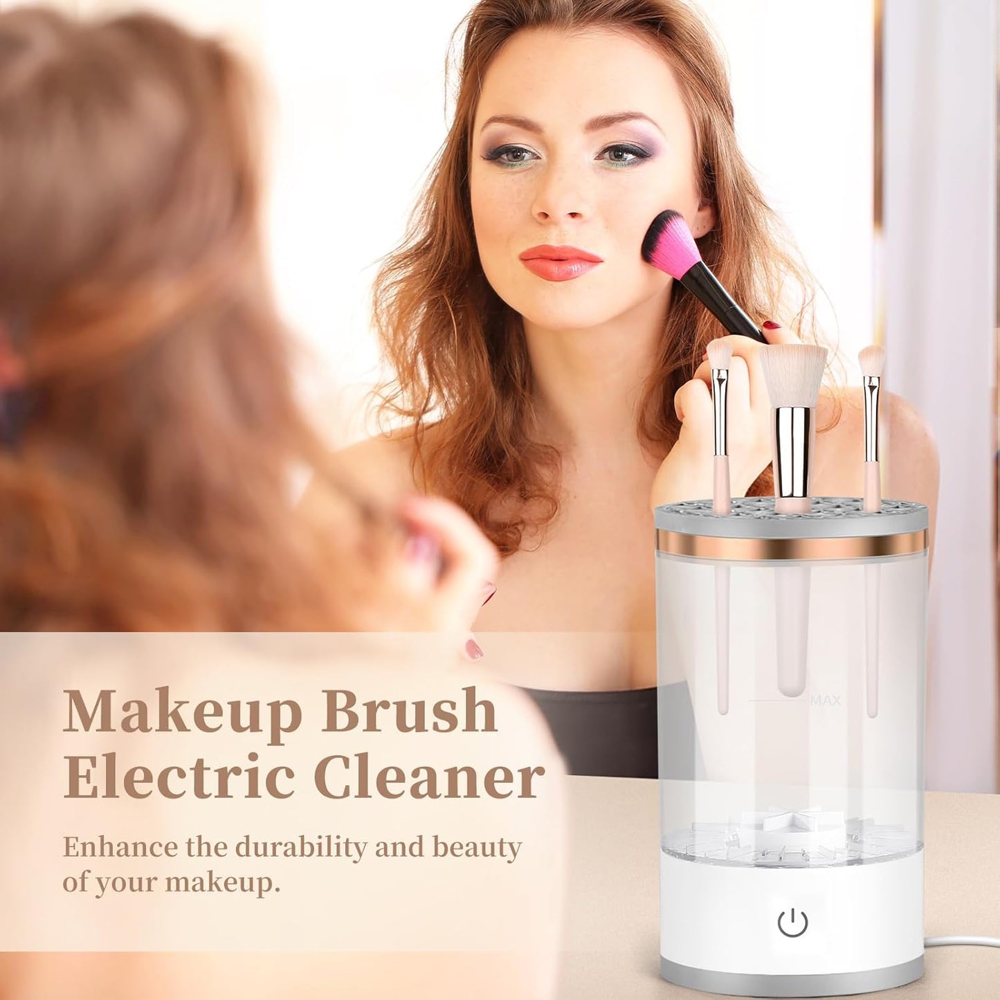 Electric Makeup Brush Cleaner - Quick & Efficient, Portable for Home & Travel Use, White
