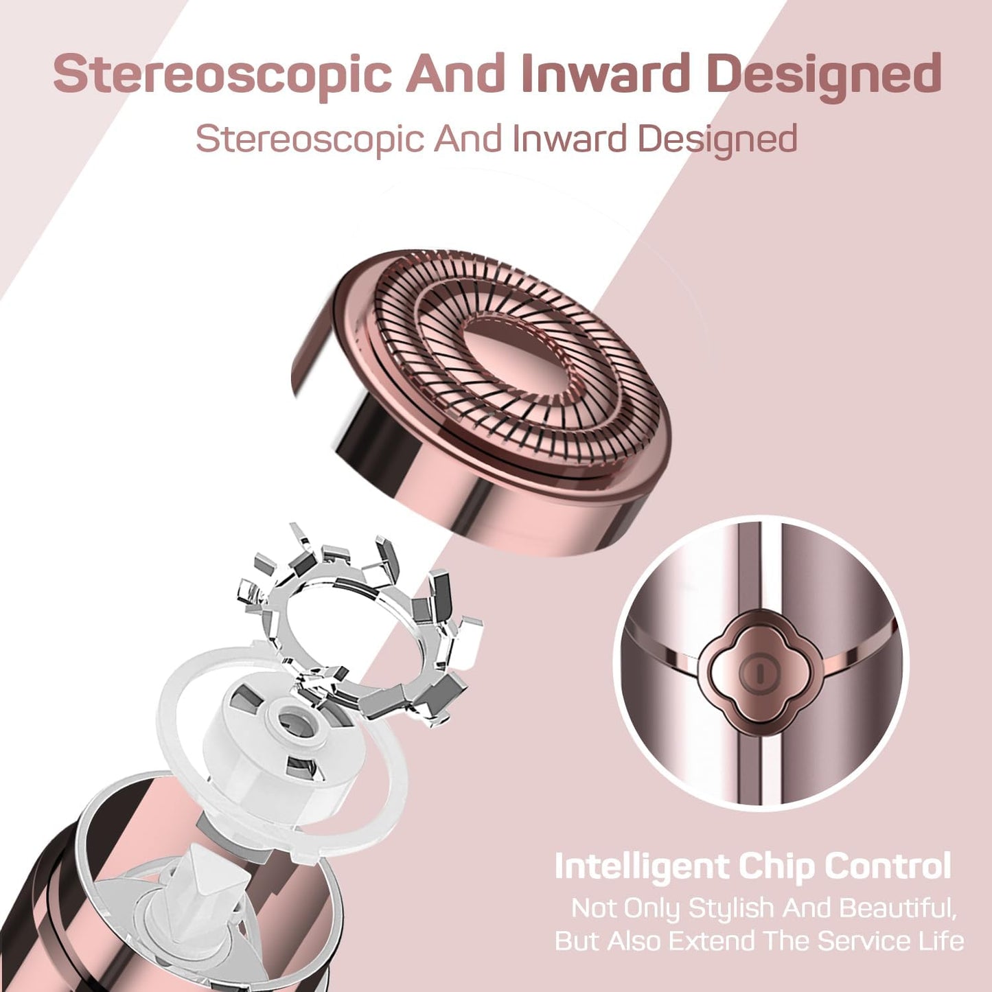 Facial Hair Removal for Women – Electric Painless Rechargeable Remover for Face, Lip & Chin with 2 Replacement Heads