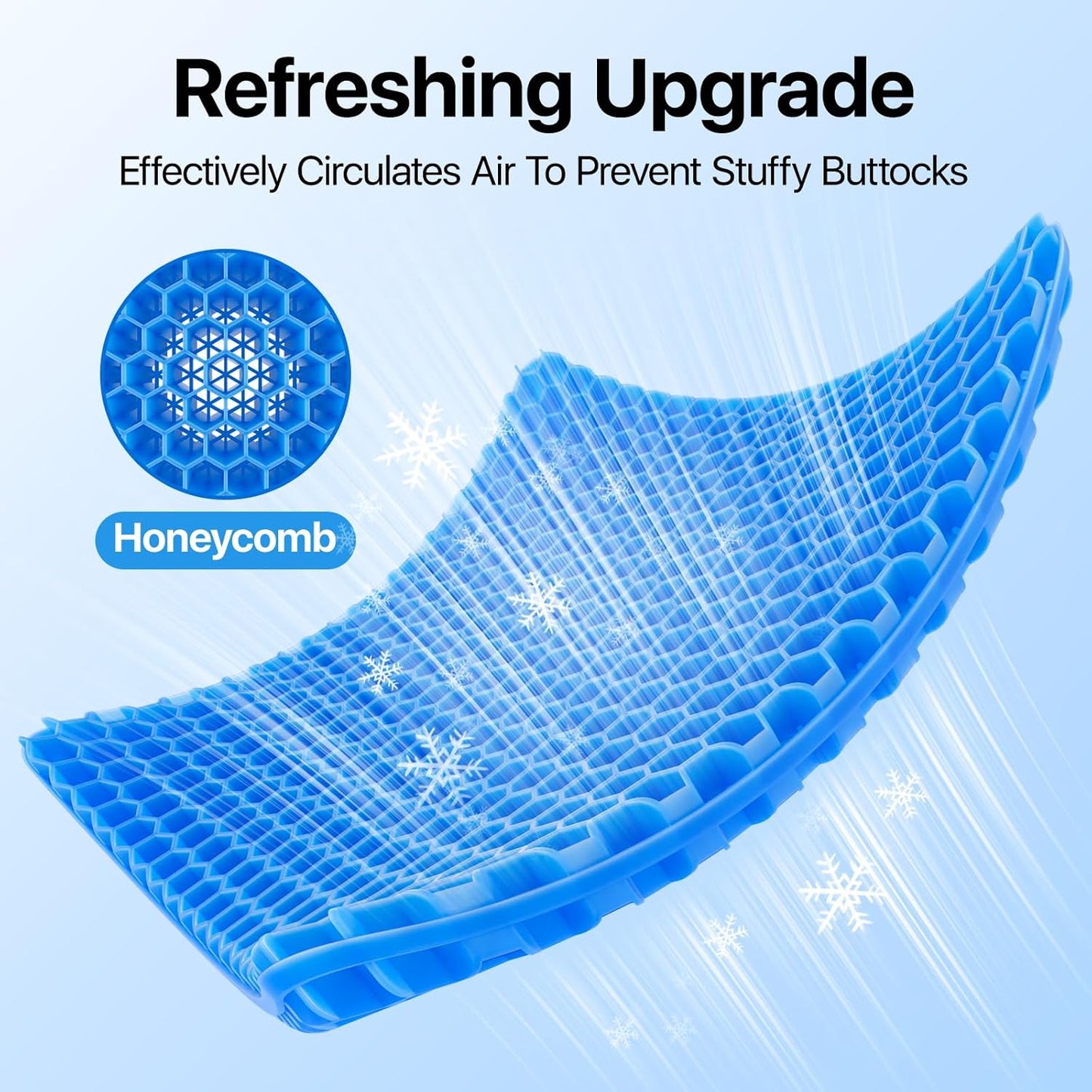 Gel Seat Cushion – Large, Cooling, Honeycomb Design for Office, Car & Wheelchair