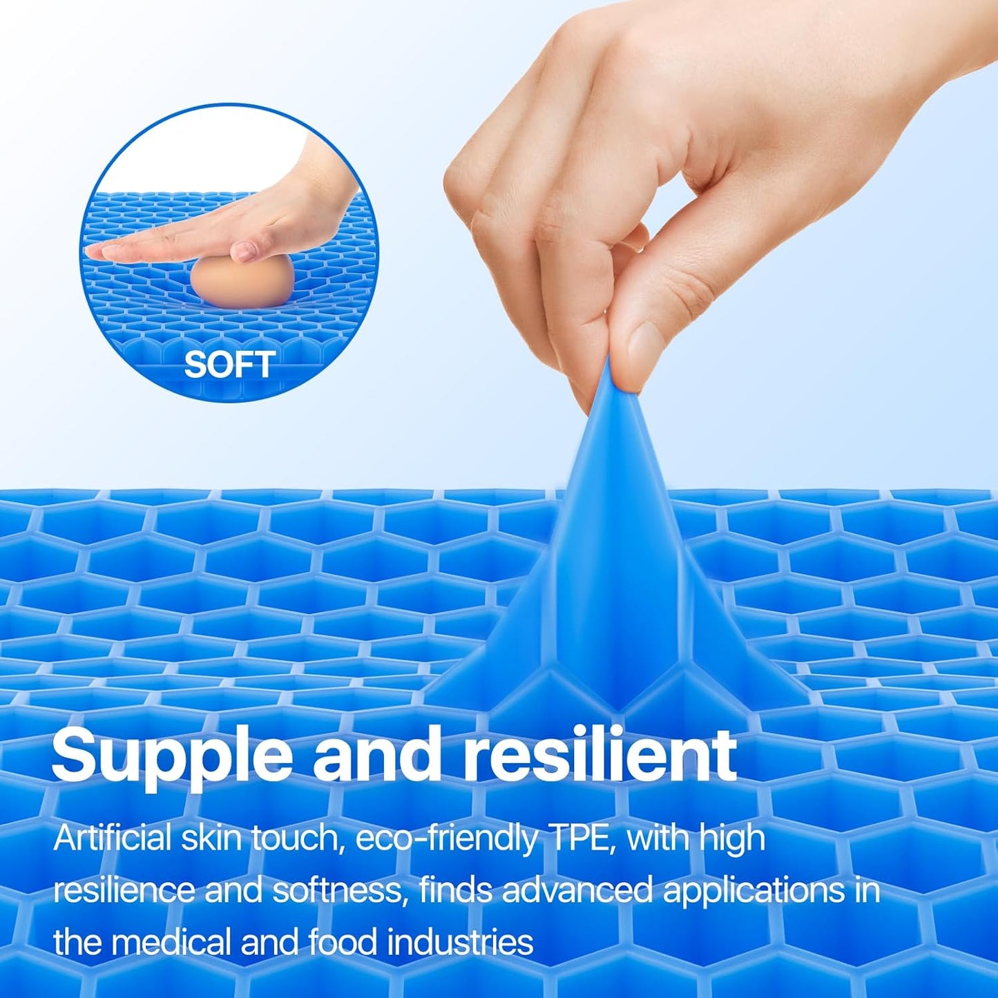 Gel Seat Cushion – Large, Cooling, Honeycomb Design for Office, Car & Wheelchair
