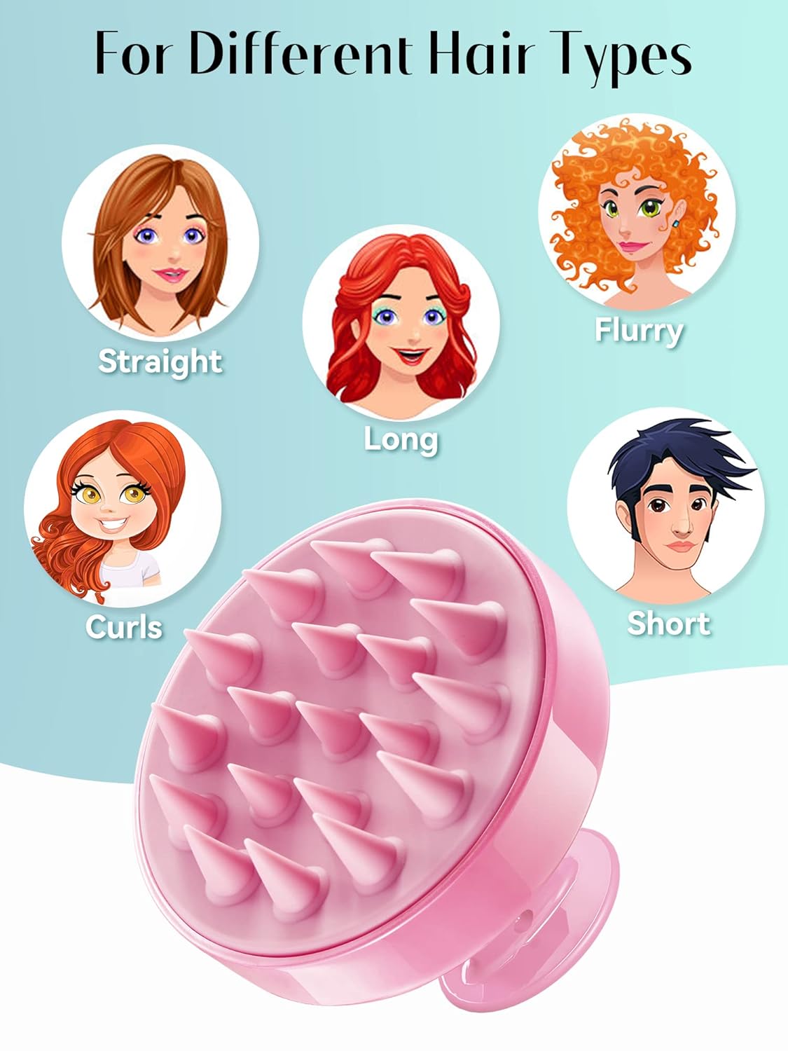Shampoo Scalp Brush Massager – Cherry Pink Silicone Scrubber for Hair Growth & Dandruff Removal