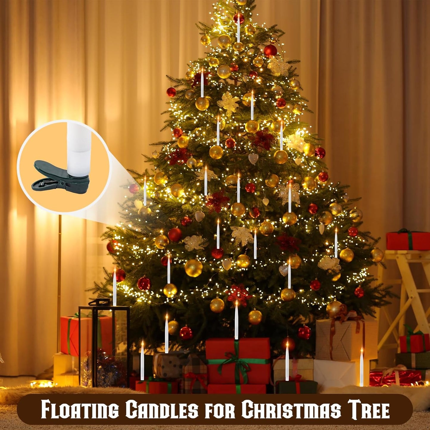 12pcs 8-Inch Floating LED Candles with Remote - Flickering Halloween Decor for Indoor/Outdoor