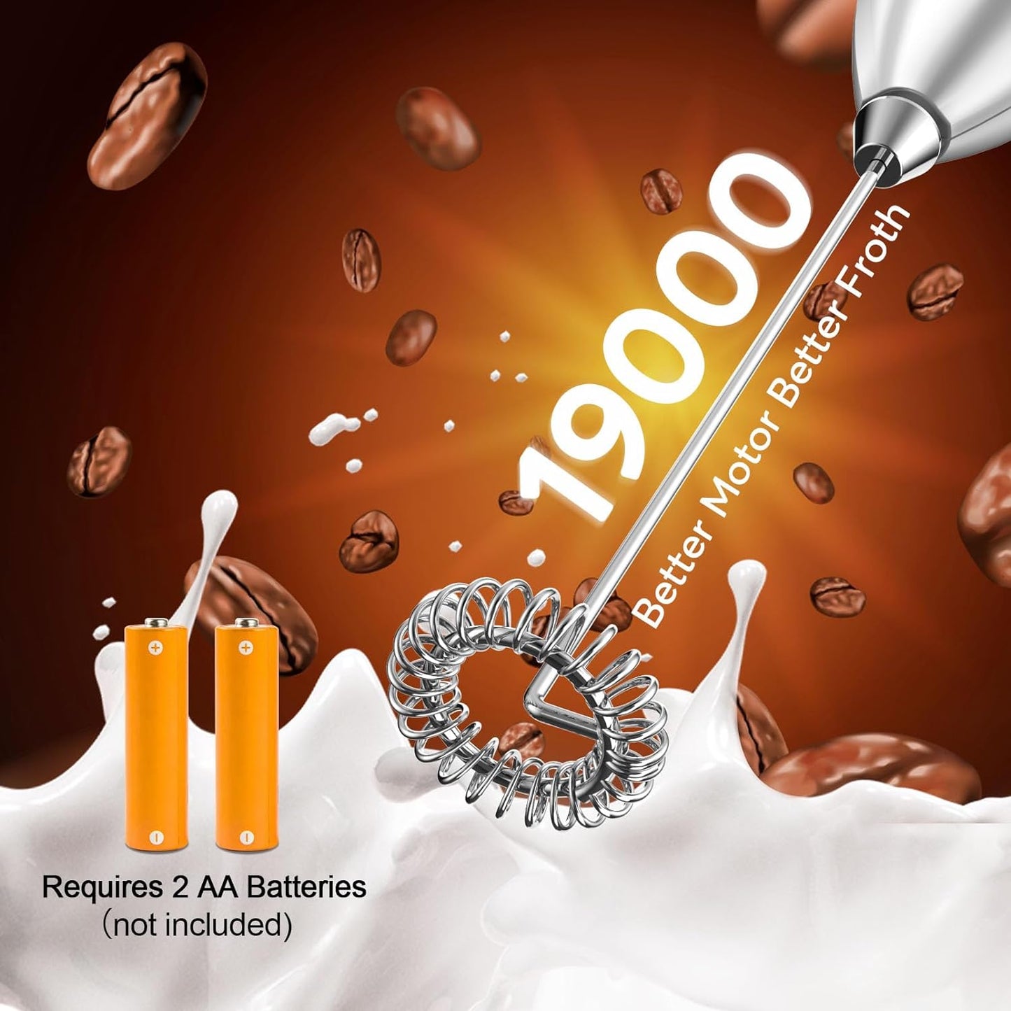 Handheld Electric Frother - Mini Foam Maker for Lattes, Cappuccino, Matcha (Grey)