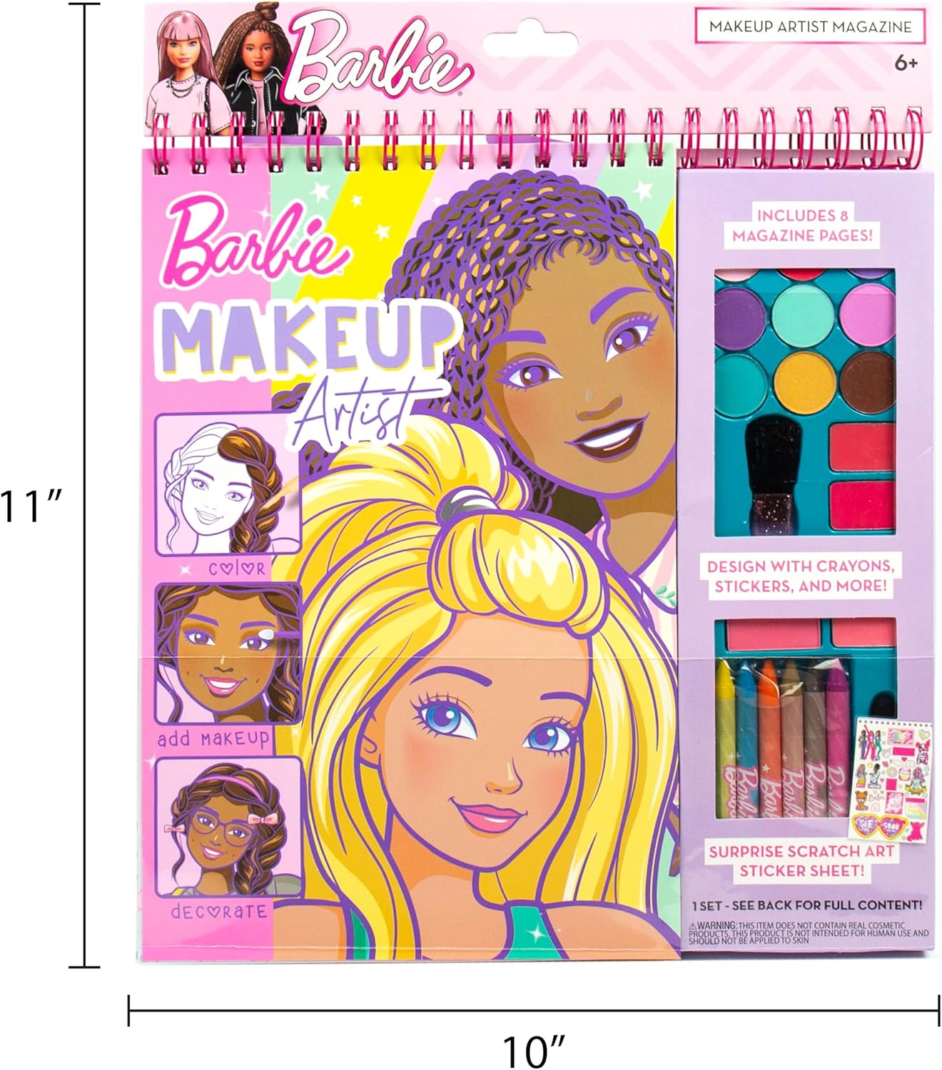 Barbie Makeup Artist Magazine - Create Hair & Makeup Looks with 130+ Stencils, 180+ Stickers & Pretend Makeup