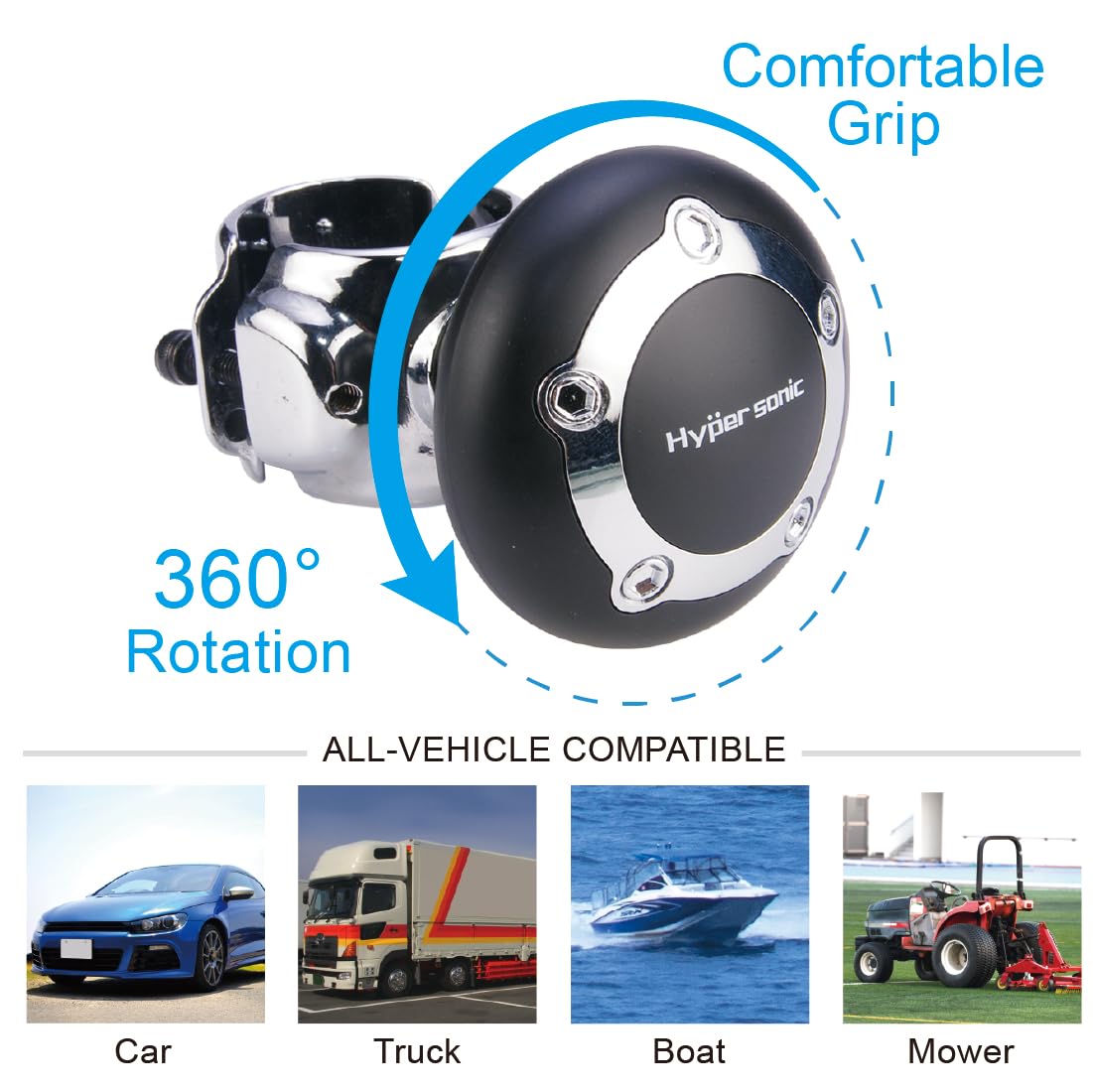 Universal Car Steering Wheel Spinner Knob – Power Handle Accessory (Black)