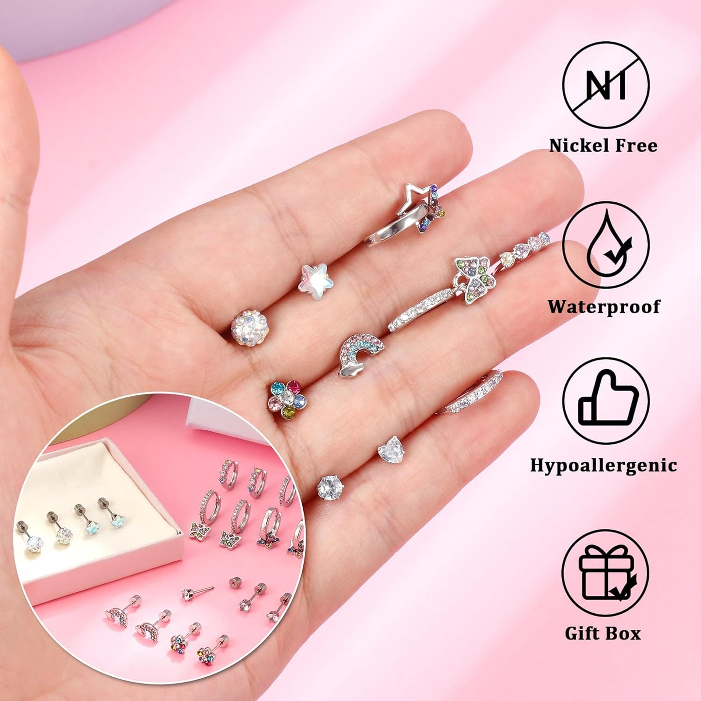 Stainless Steel Screw Back Earrings – Cute & Hypoallergenic for Girls & Toddlers