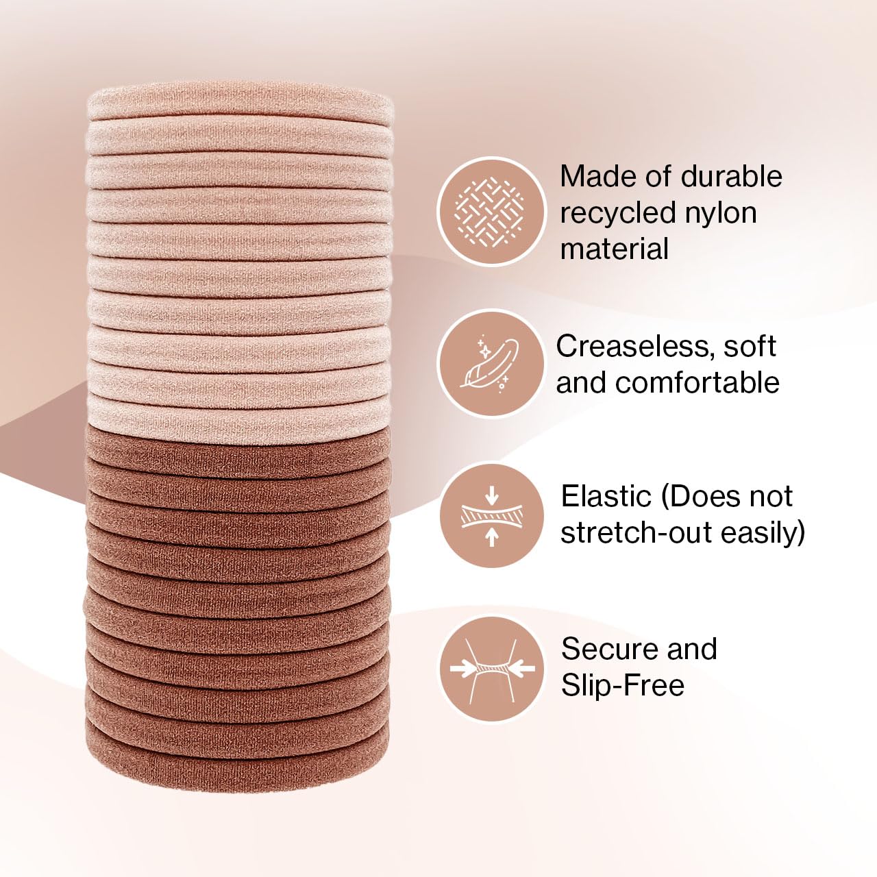 20pcs Blush Hair Ties for Girls & Women – No-Snag, Pain-Free, Damage-Free, Ideal for Ponytails, Updos & Braids