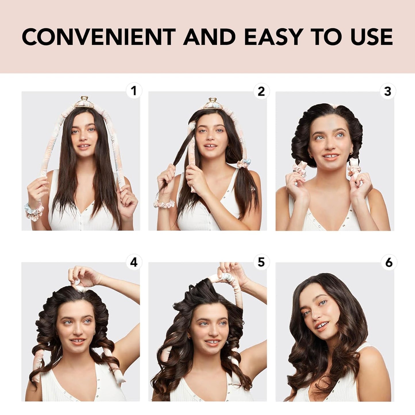 Satin Heatless Hair Curler Set - No Heat Overnight Curls with Rod & Scrunchies
