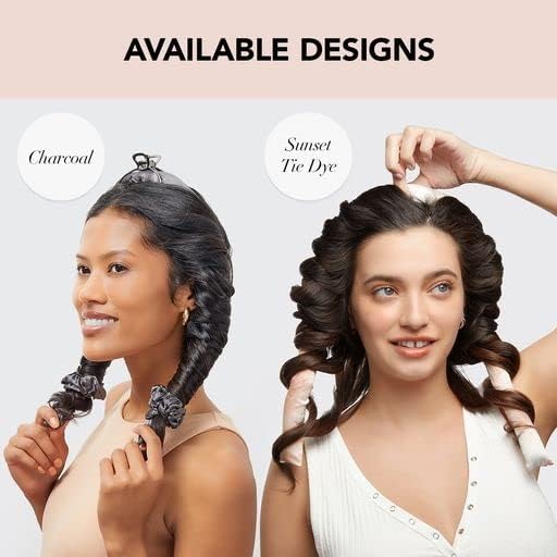 Satin Heatless Hair Curler Set - No Heat Overnight Curls with Rod & Scrunchies