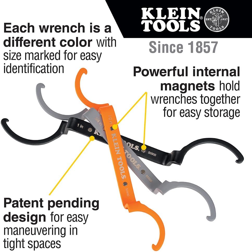 Conduit Locknut Wrench Set – 3-Piece Offset Tool for 1/2", 3/4", 1" Tight Spaces
