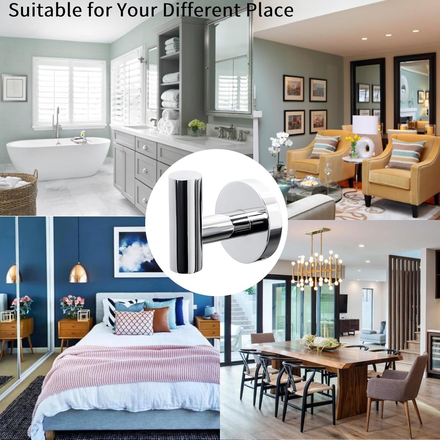 2 Pack Black Matte Towel Hooks – Wall Mount, Heavy Duty Stainless Steel