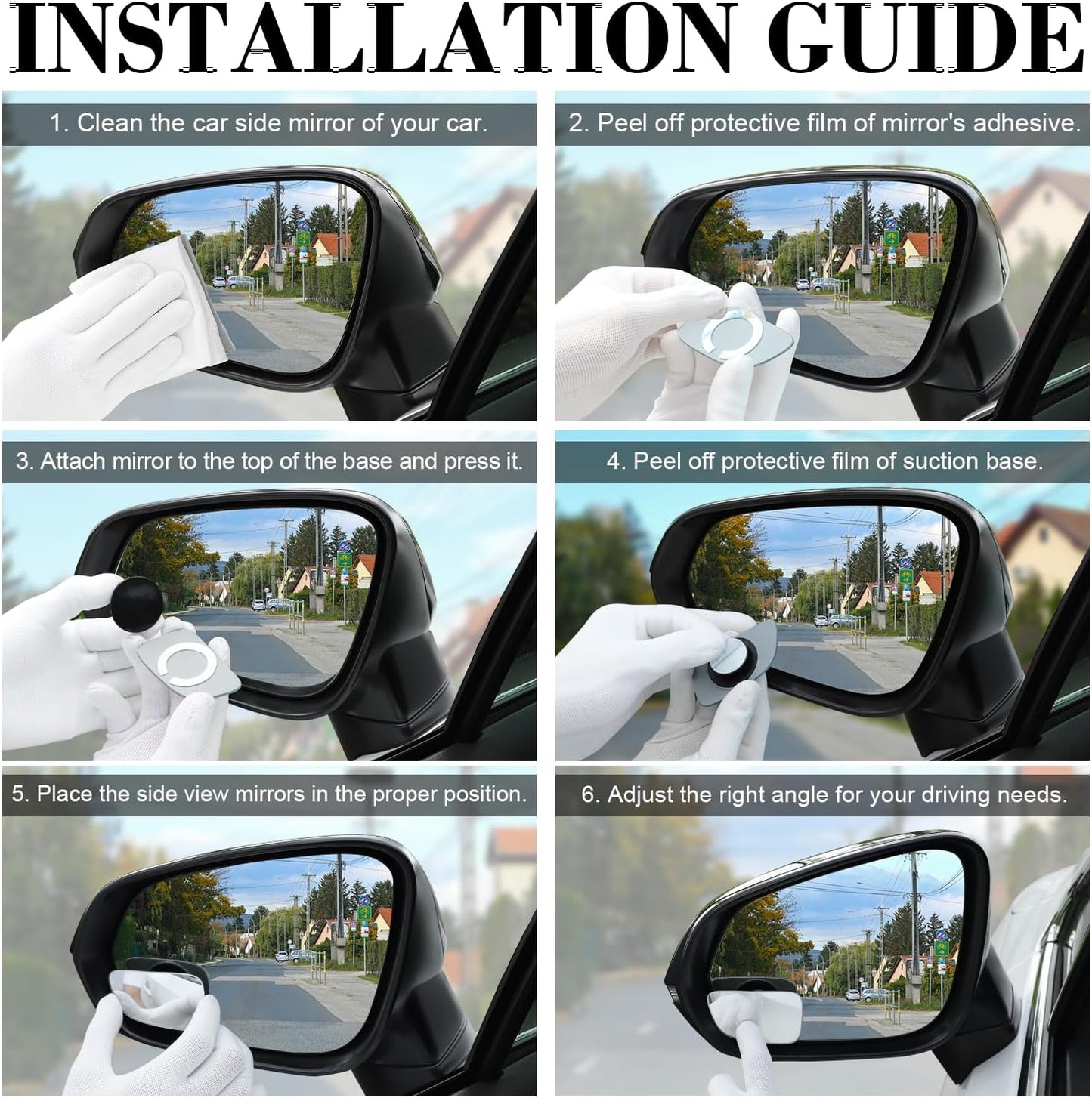 HD Blind Spot Car Mirrors - Frameless Convex Wide Angle Rear View for Cars, SUVs, Trucks & RVs