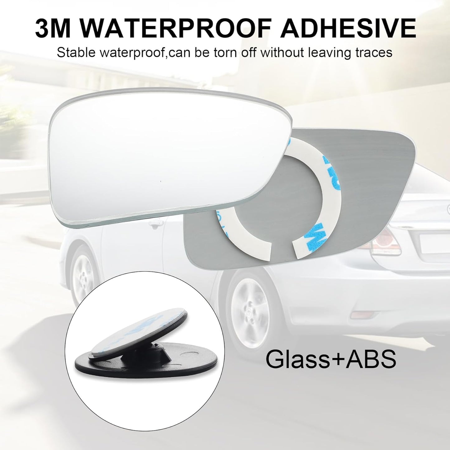 HD Blind Spot Car Mirrors - Frameless Convex Wide Angle Rear View for Cars, SUVs, Trucks & RVs