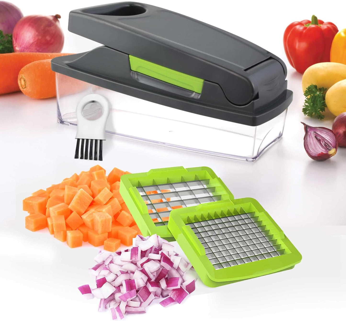 Vegetable Chopper, 30% Heavier Duty Vegetable Slicer, Onion Chopper with Container