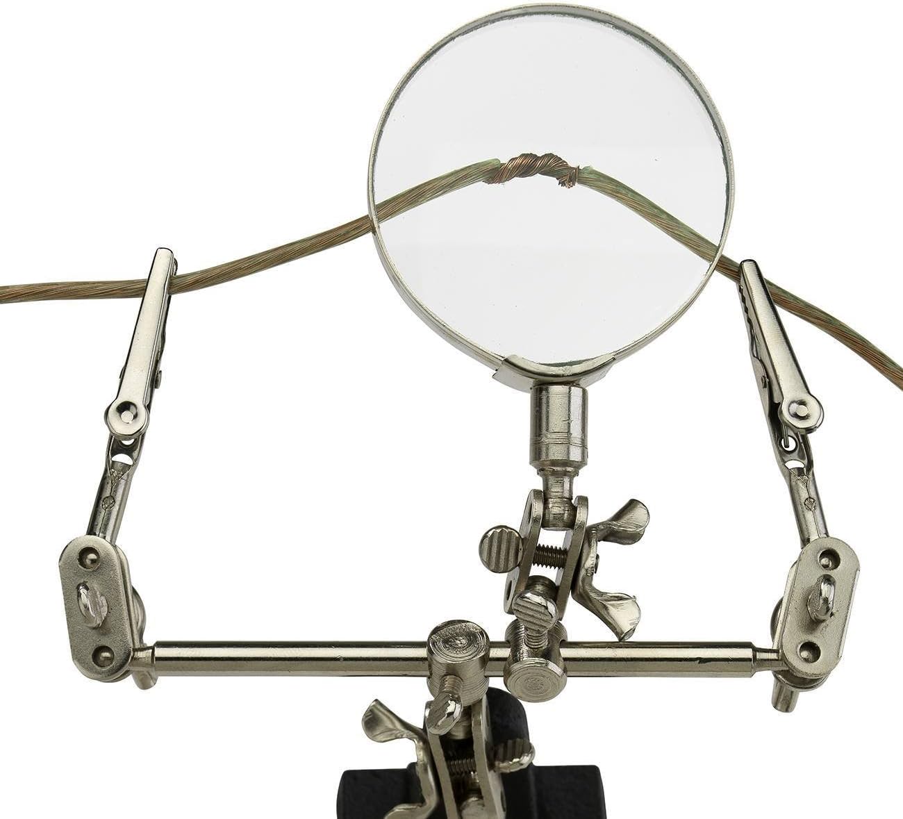 Adjustable Helping Hand with Magnifier – Soldering Stand with Alligator Clips & Heavy Base