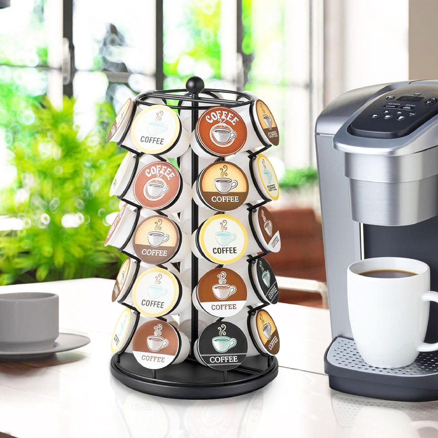 Nifty 35 K-Cup Holder Carousel - 360° Spinning Coffee Pod Organizer, Black