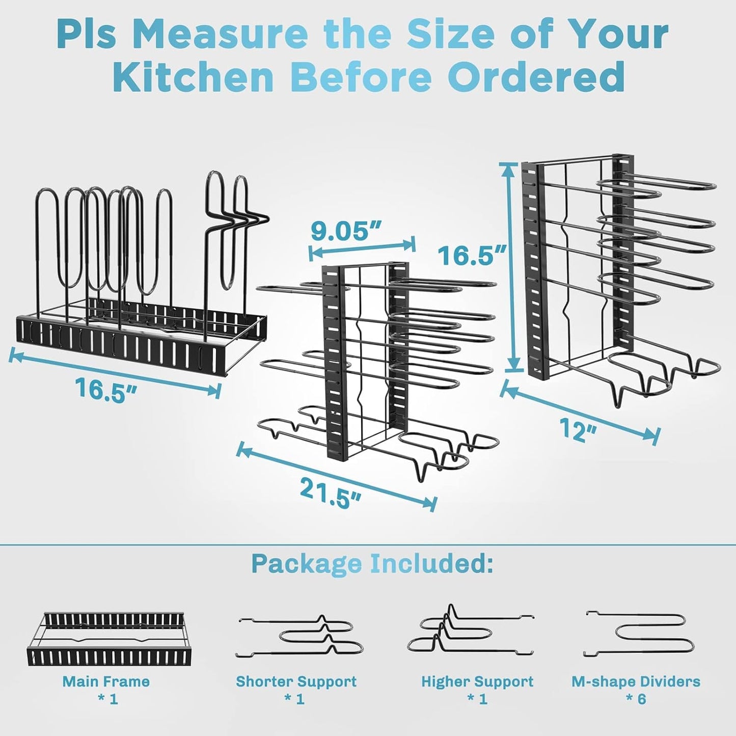 8-Tier Pot & Pan Rack – Adjustable Cabinet Organizer with 3 DIY Setups