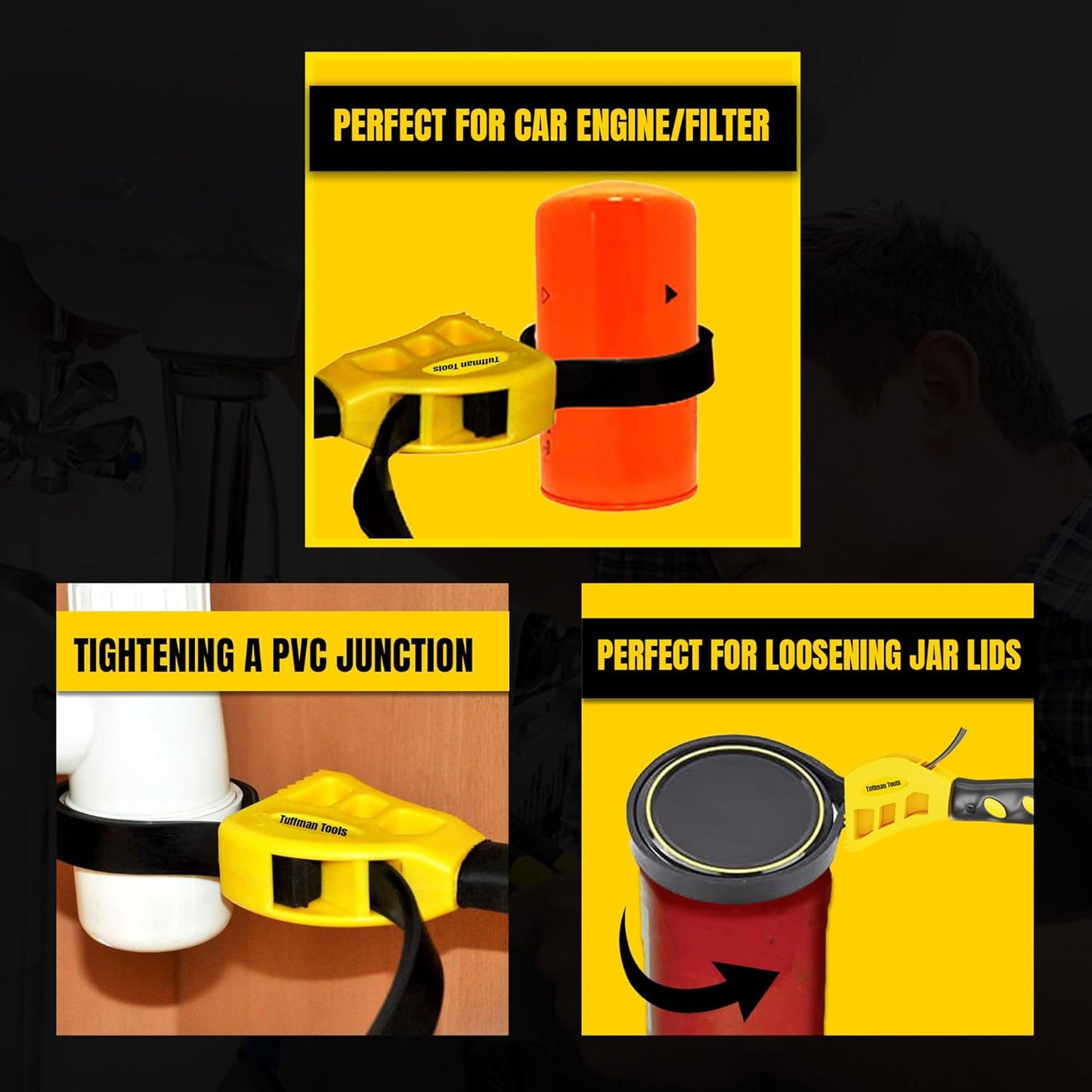 2-Piece Adjustable Oil Filter Wrench Set, Rubber Strap Wrenches for 4-6 Inch Tight Spaces, Ideal for Mechanics & Plumbing