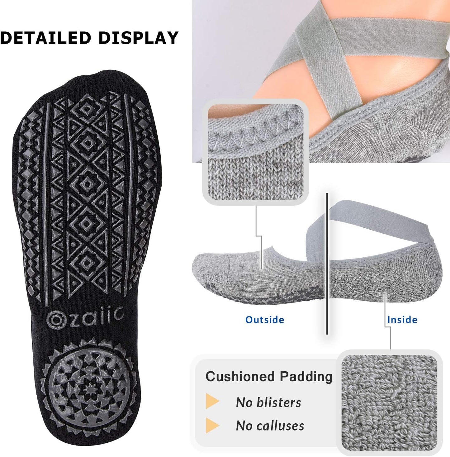 Non-Slip Yoga Socks for Women – Grips & Straps for Pilates, Barre, Ballet & Dance Workouts