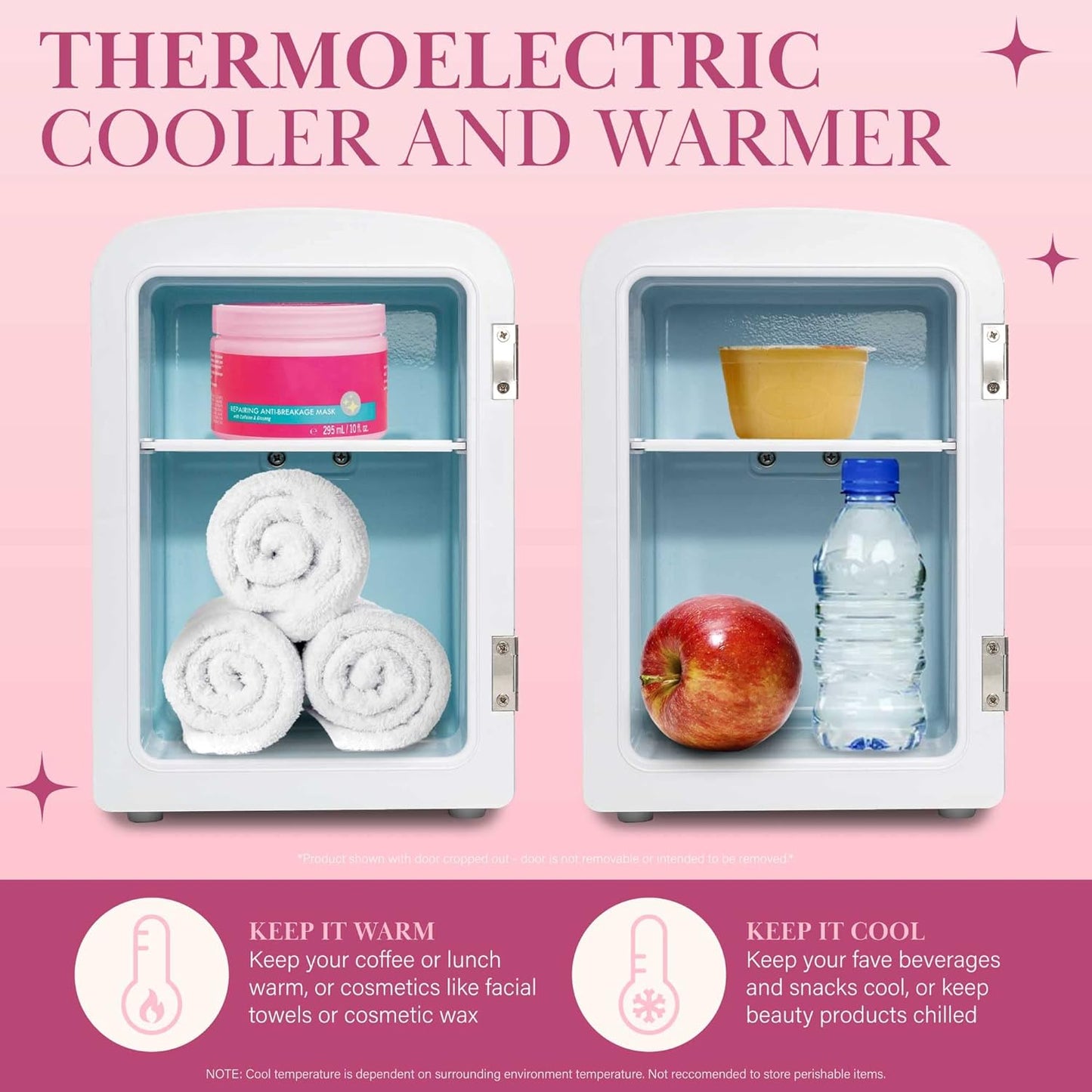 4L Mini Beauty Fridge - Pink, LED Mirror, Cooling & Warming