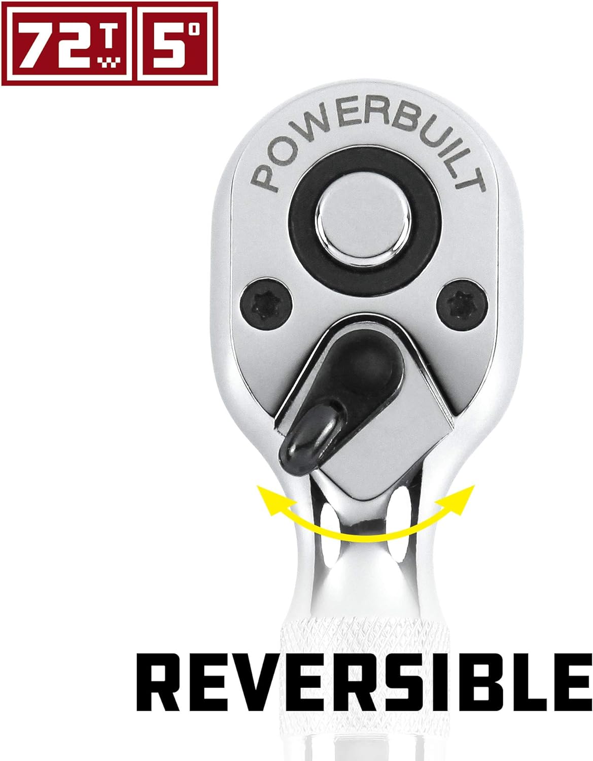 Stubby Ratchet Set - 2-Piece 1/4'' & 3/8'' Reversible Ratchets, 72-Tooth Quick Release for Tight Spaces (640927)