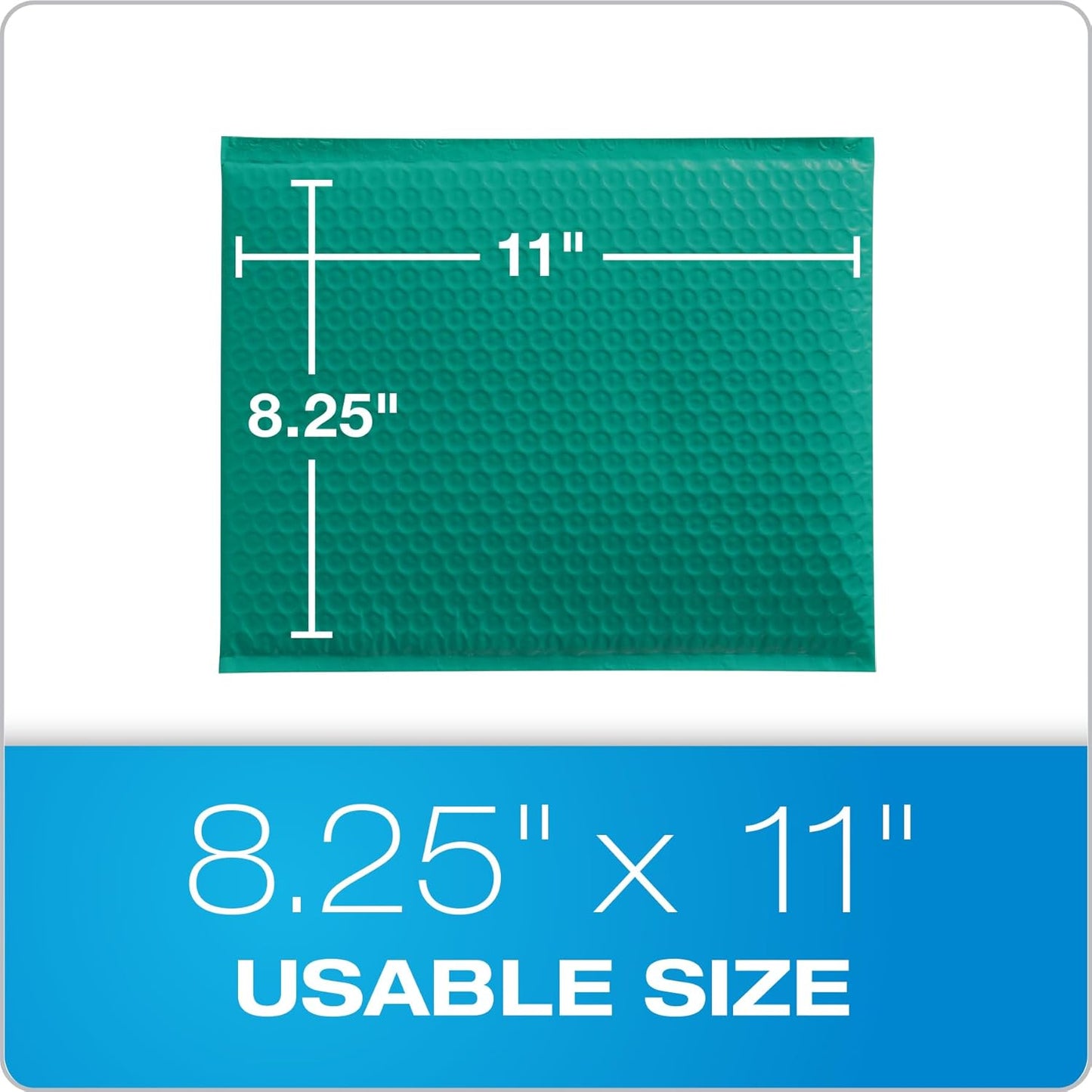 Turquoise Bubble Mailers 8.25"x11" – Padded Poly Shipping Envelopes, Self Seal, Water Resistant, 25 Pack