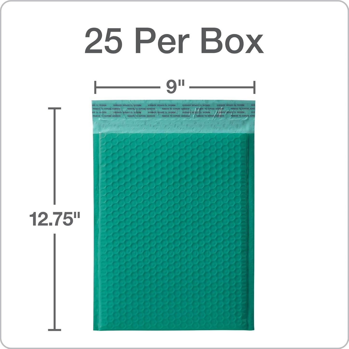 Turquoise Bubble Mailers 8.25"x11" – Padded Poly Shipping Envelopes, Self Seal, Water Resistant, 25 Pack