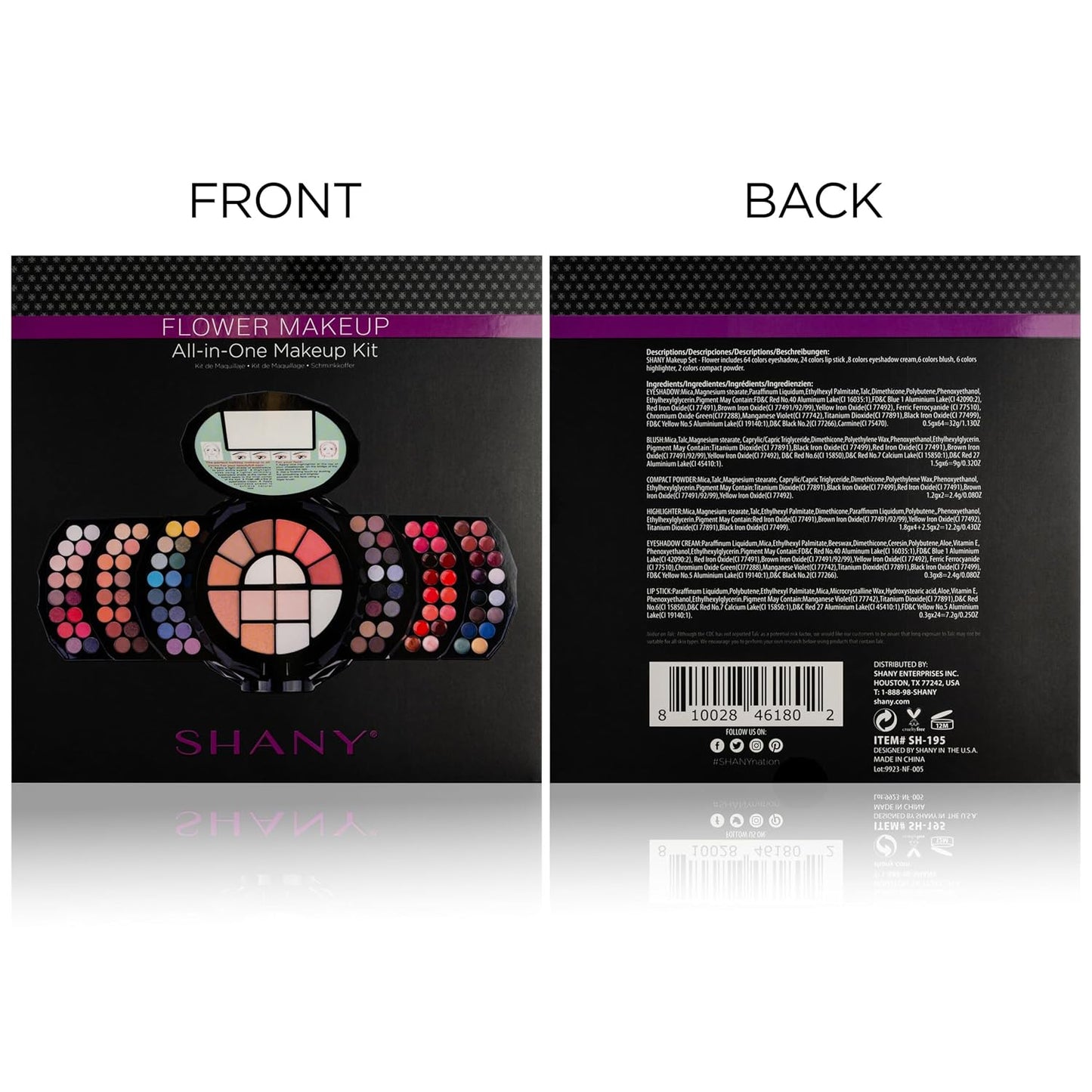 All-in-One FLOWERS Ultimate Makeup Set - Eyeshadows, Lip Colors, Powders, Highlighters, Blush