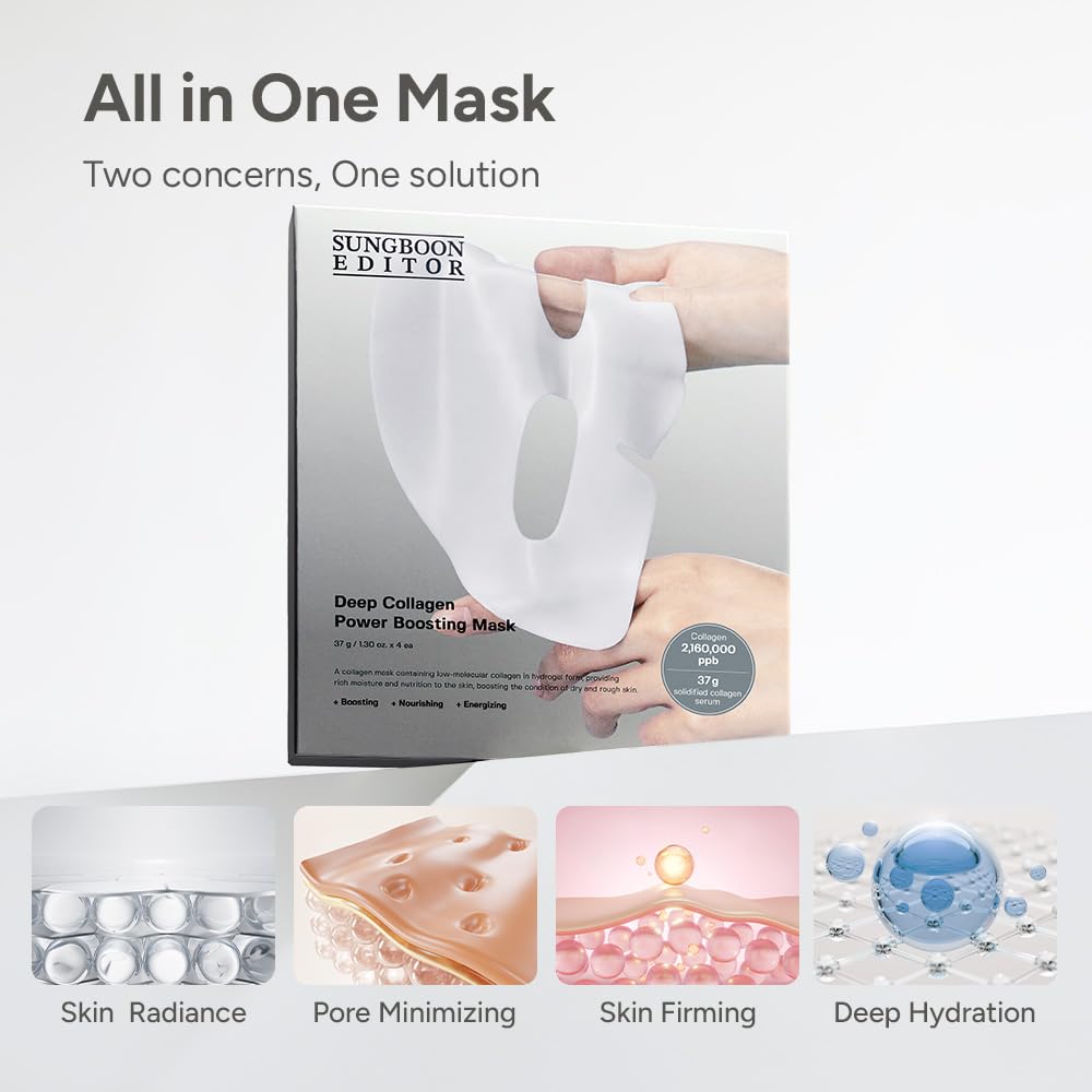 Deep Collagen Overnight Mask – Hydrating Korean Skincare, 37g x 4