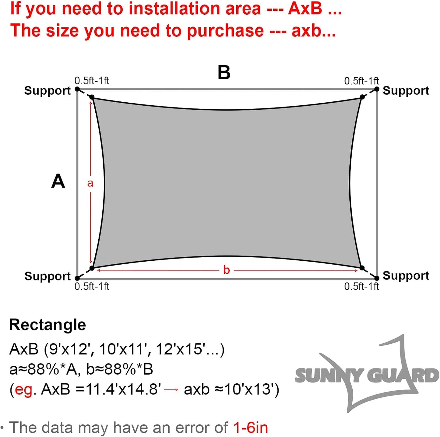 10' x 13' Rectangle Sun Shade Sail – UV Block Sand Sunshade for Backyard, Deck & Patio (Custom Sizes Available)