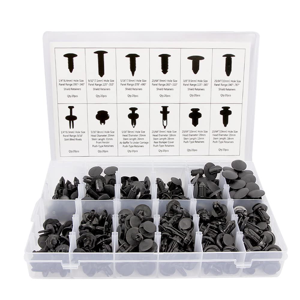 240-Piece Car Bumper Clips Set - Plastic Rivets & Fasteners Kit for GM, Ford, Toyota, Honda & Chrysler