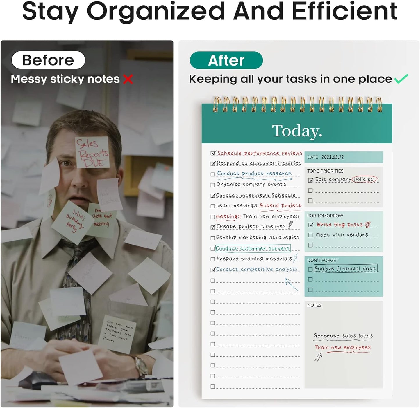 To-Do List Pad - 52-Sheet Undated Daily Planner for Tasks & Goals (Greenery Sway)